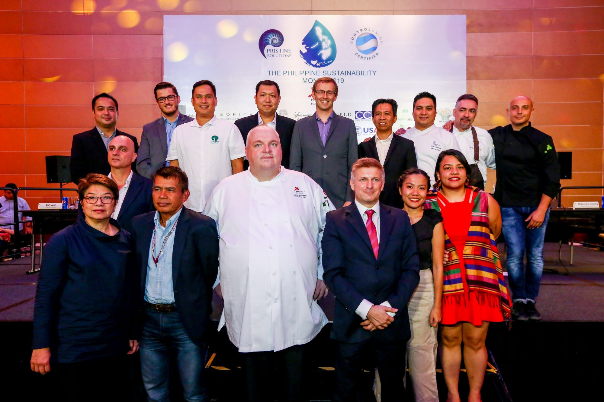 Anthony Raymond of Discovery Hospitality, Wouter van Ravenhorst of Control Union Philippines, Winchester Lemen of Envirotech Waste Recycling Inc., Seth Wang of Peterson Projects & Solutions Singapore Pte Ltd., Sebastian Troeng of Conservation International, Ephraim Patrick Batungbacal of Southeast Aisa – Philippines, Executive Chef Kiko Santiago of Sheraton Manila, Philip John Golding of Golding Hospitality Group and Center of Culinary Arts, Adam Josselsohn of Chefworks, Dhang Tecson of Balangay’s Best, Ros