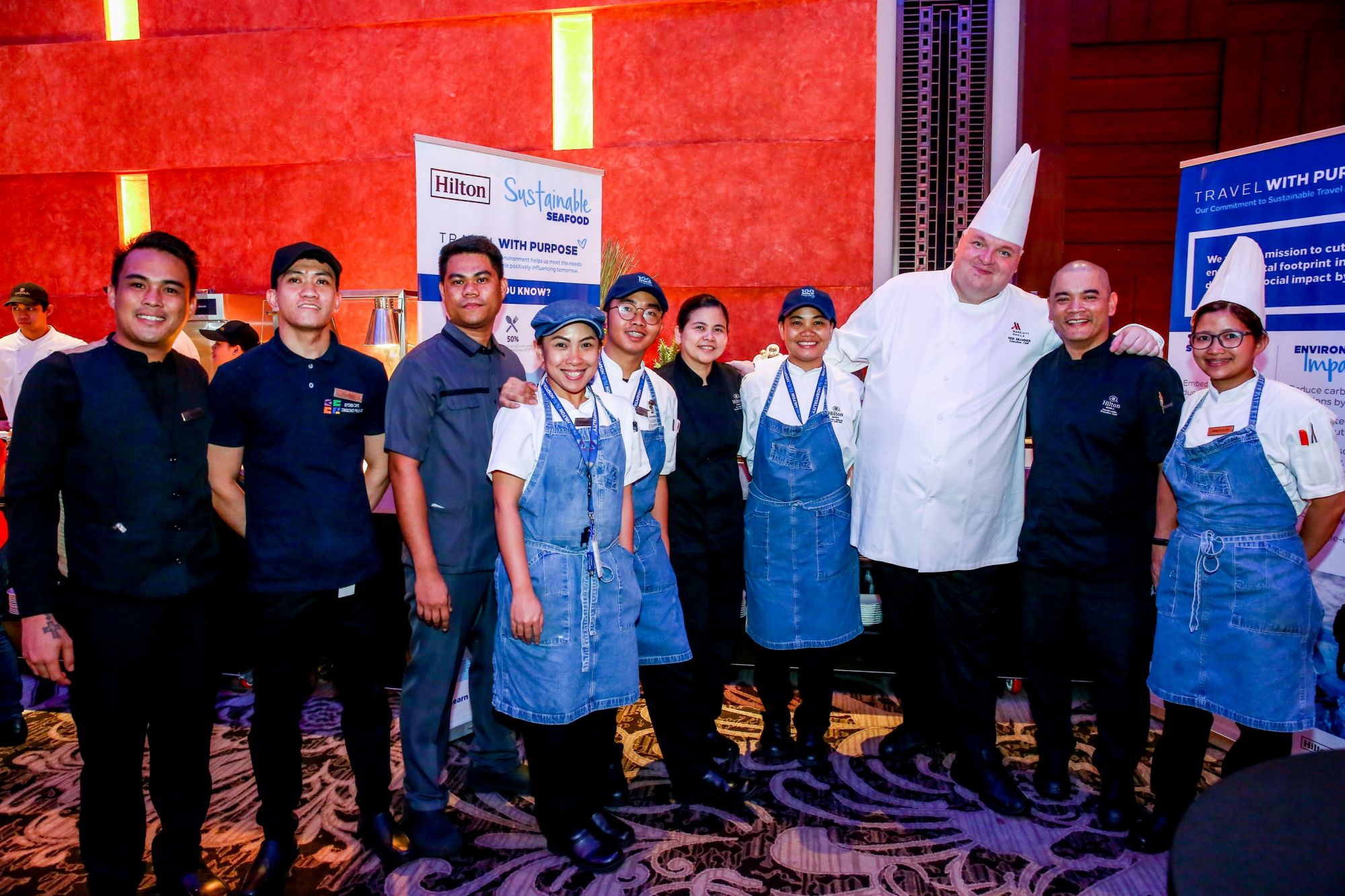 Executive Chef Meik Brammer with Hilton Manila’s Executive Chef Dennis Leslie and his culinary team