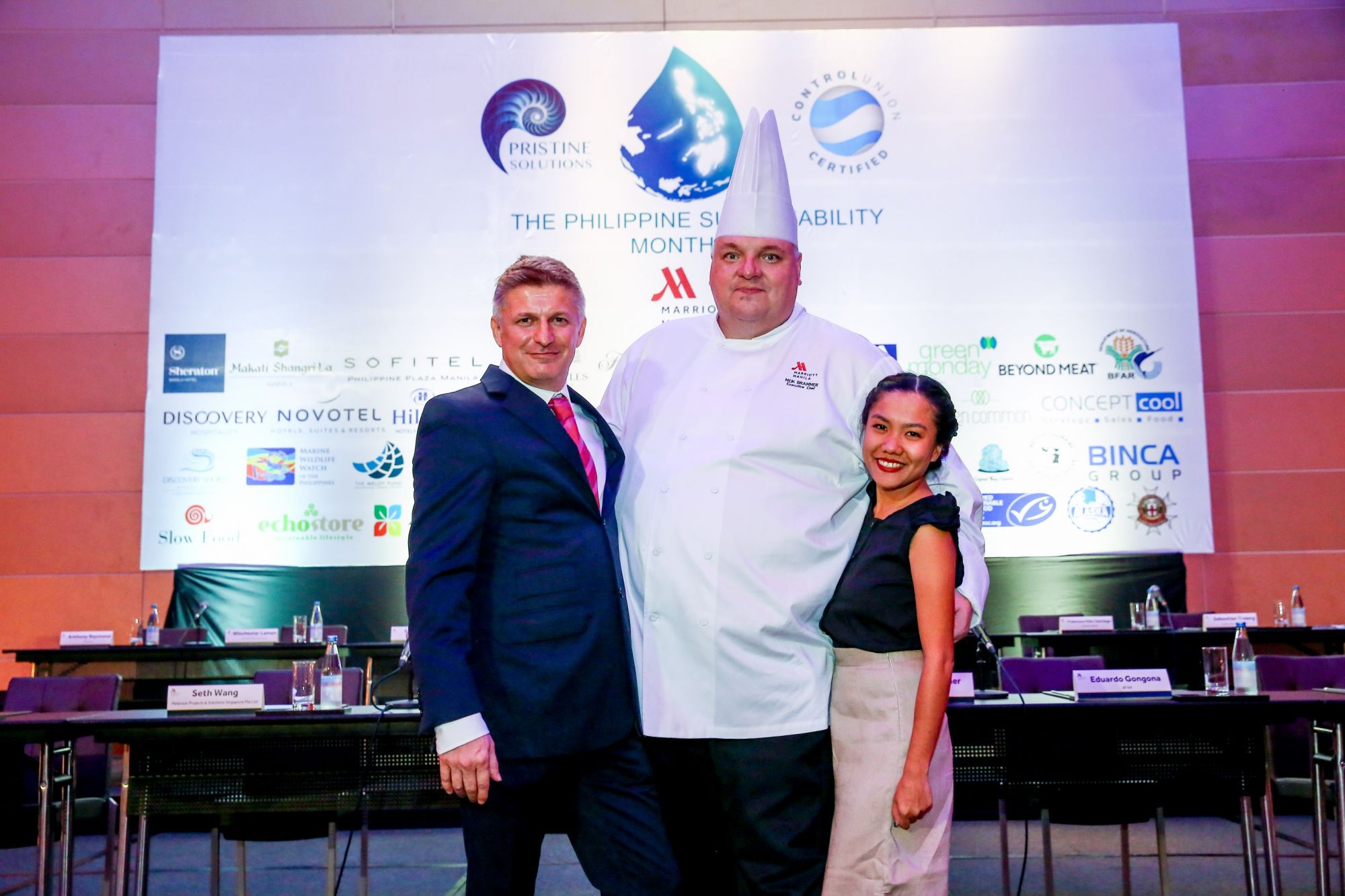 Chief Executive Officer of Pristine Solutions Christian Schmidradner, Executive Chef Meik Brammer, and Business Development Manager of Meliomar, Inc. Rose Mendez