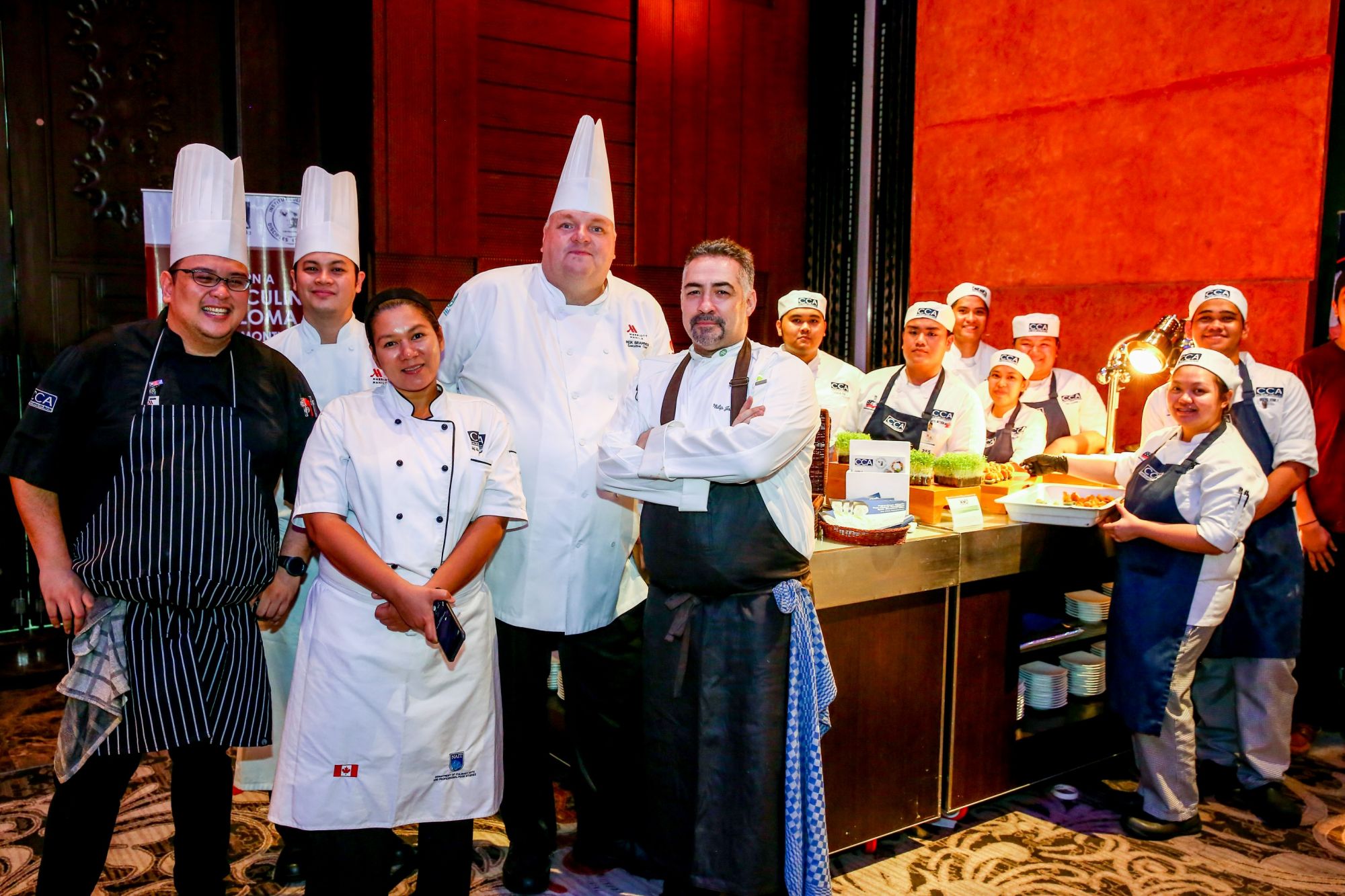 Executive Chef Meik Brammer with Chef Philip John Golding with chefs from Center of Culinary Arts Manila