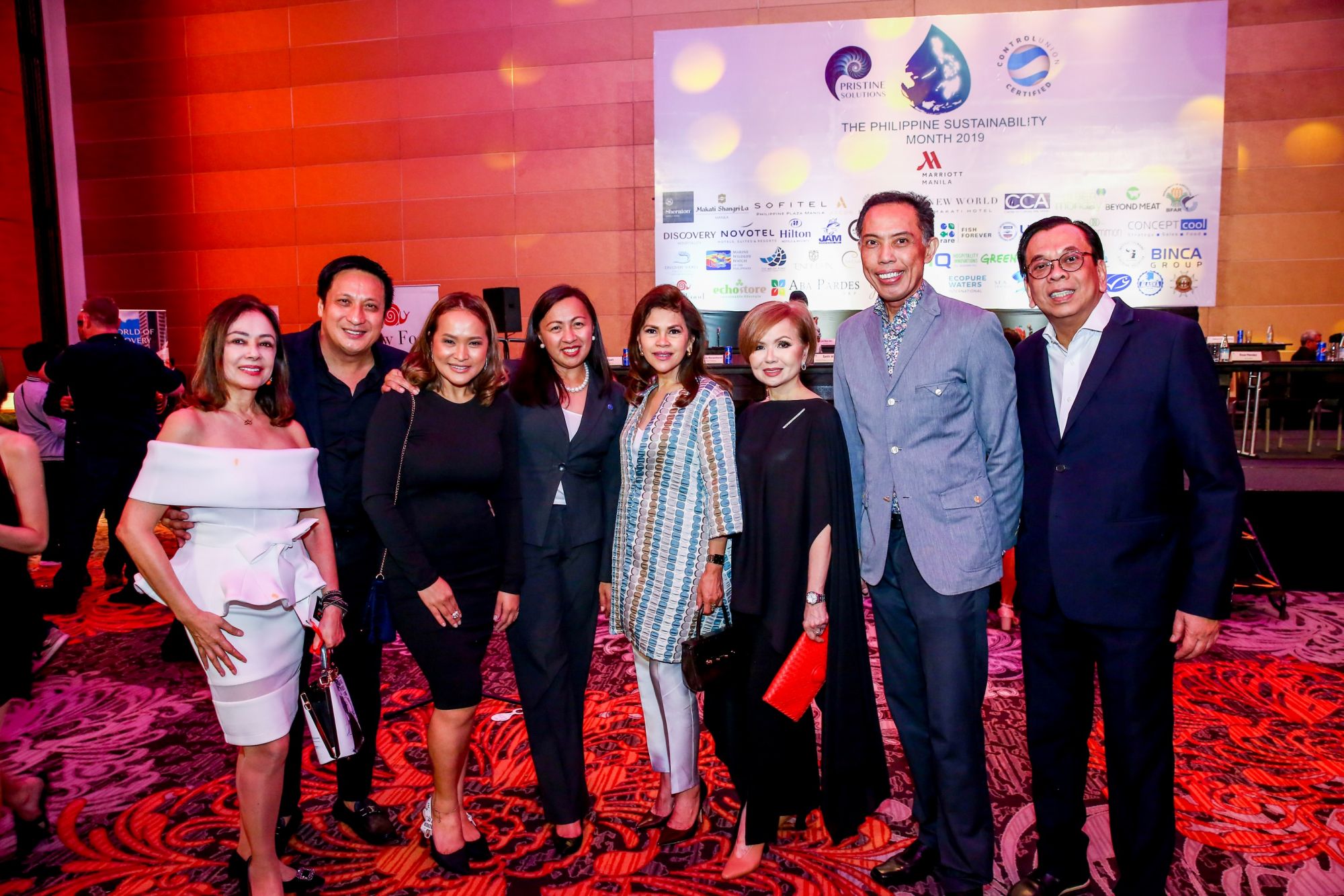 Mayenne Carmona, Ariel Arce, Cluster Director of Marketing Communications Michelle Garcia, General Manager of Sheraton Manila Anna Vergara, Hera Geriene, Duday Tuason, Alex Vergara, and Noel Tuason