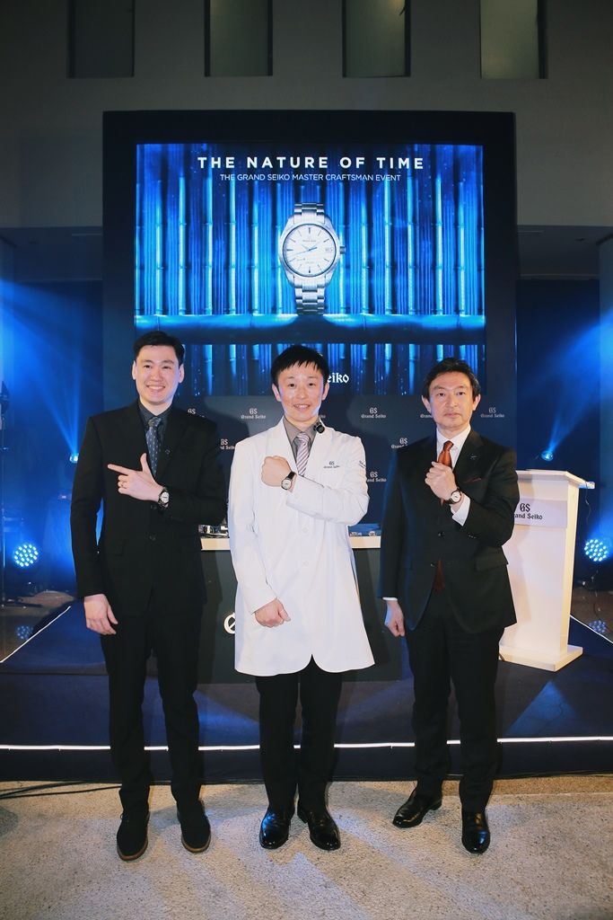 Mr. Karl Dy, President, Timeplus Corporation; Grand Seiko Craftsman Takuya Nishinaka; and Mr. Yoshikatsu Kawada, Director and Senior Vice President, Seiko Watch Corporation