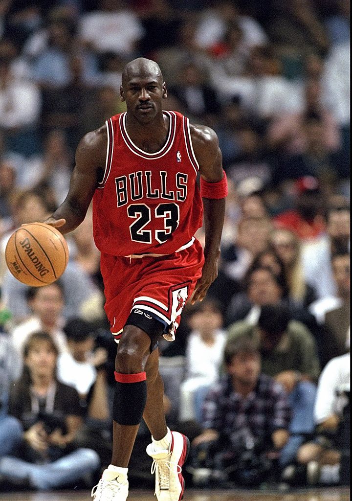 7 Jan 1998: Guard Michael Jordan of the Chicago Bulls in action against the Miami Heat during a game at the Miami Arena in Miami, Florida. The Heat defeated the Bulls 99-72. Mandatory Credit: Andy Lyons /Allsport