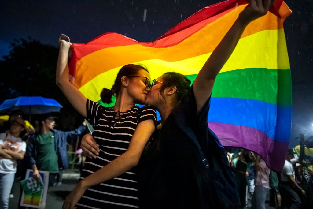 MANILA, PHILIPPINES - JUNE 28: Members of the LGBTQ community stage a protest march near the presidential palace to denounce President Rodrigo Duterte as they mark Pride Month on June 28, 2019 in Manila, Philippines. (Photo by Jes Aznar/Getty Images)