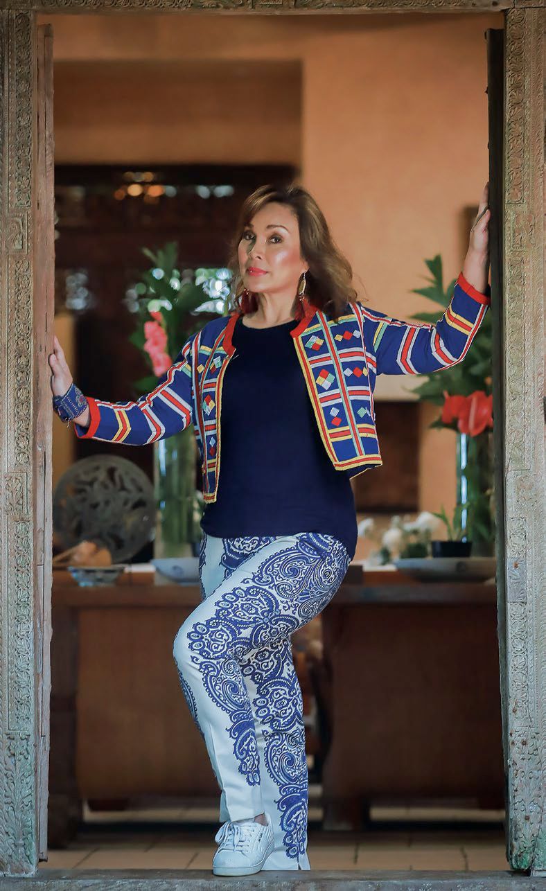At the home of the late artist Edsel Moscoso in San Jose, Antique, Legarda wears a Manobo jacket from the Ata Talaingod community of Davao del Norte.