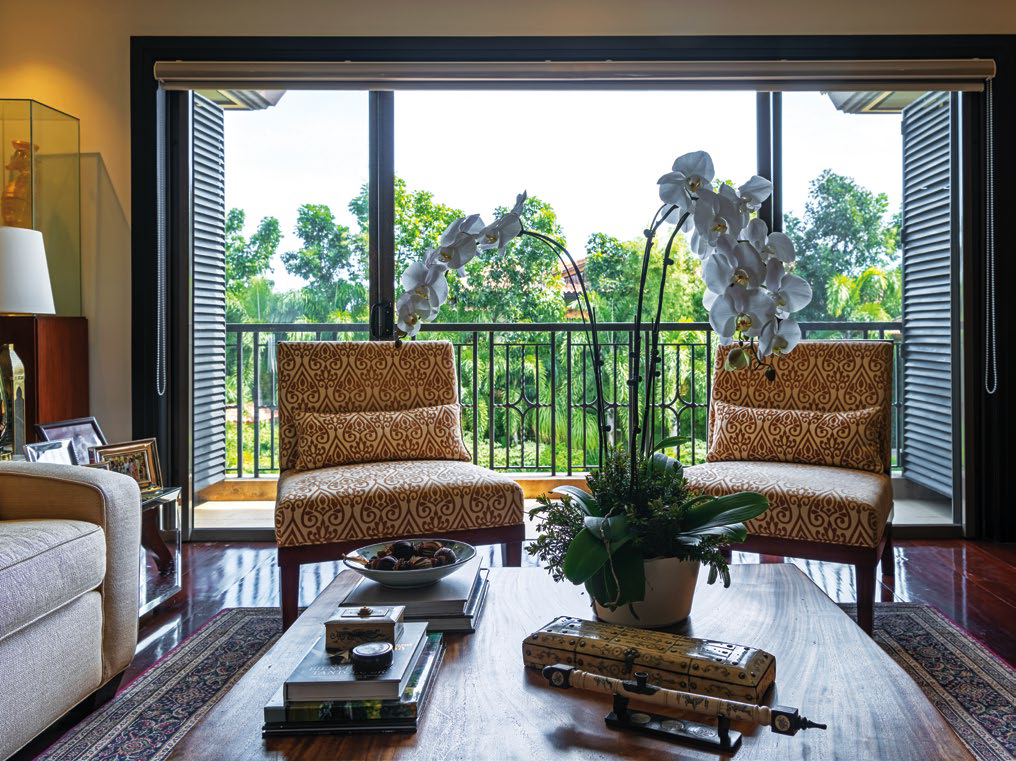 Overlooking the garden is the family room