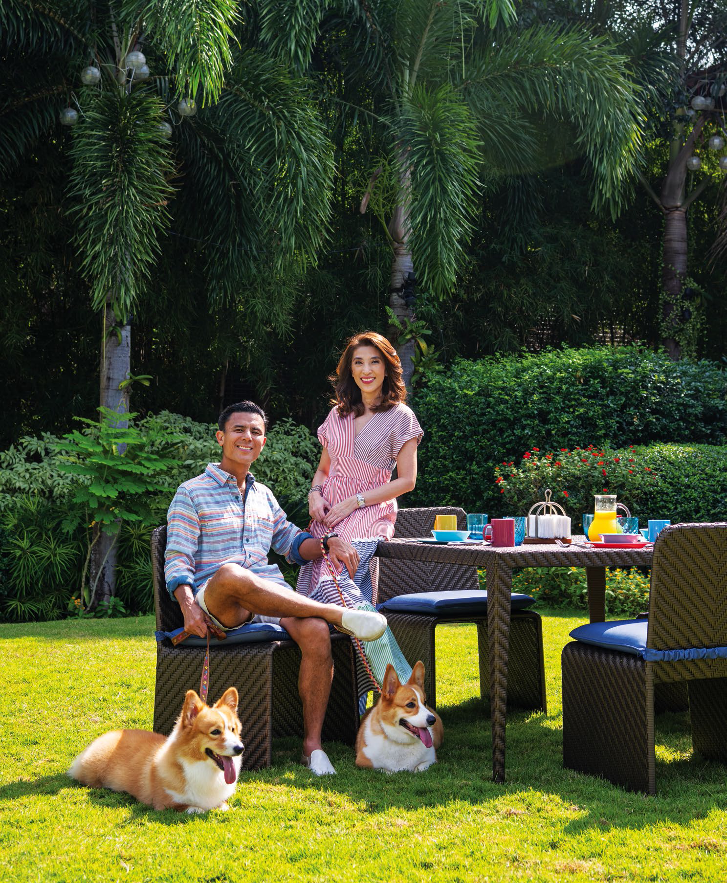 The couple spend their weekends in Alabang with their brood of corgies