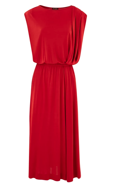 strapless open back dress Brick Red Pleated Top main image 1