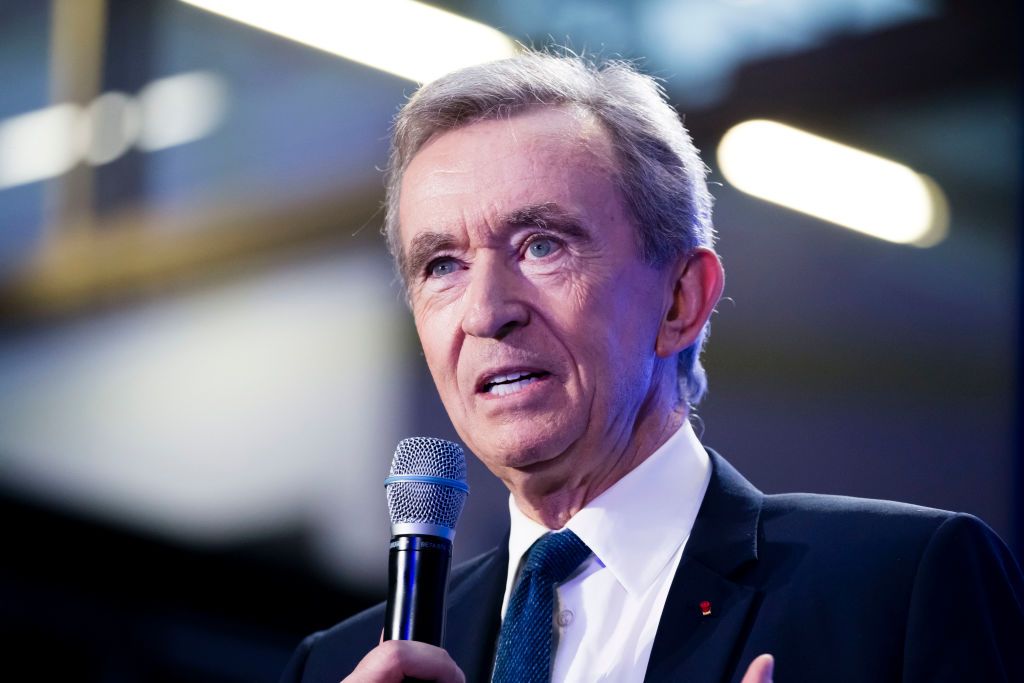 PARIS, FRANCE - APRIL 09: Bernard Arnault, CEO of the LVMH group, attends the inauguration of the startup house at station F on April 9, 2018 in Paris, France. The luxury group LVMH will accompany around fifty start-ups per year at the startup house. (Photo by Vincent Isore/IP3/Getty Images)