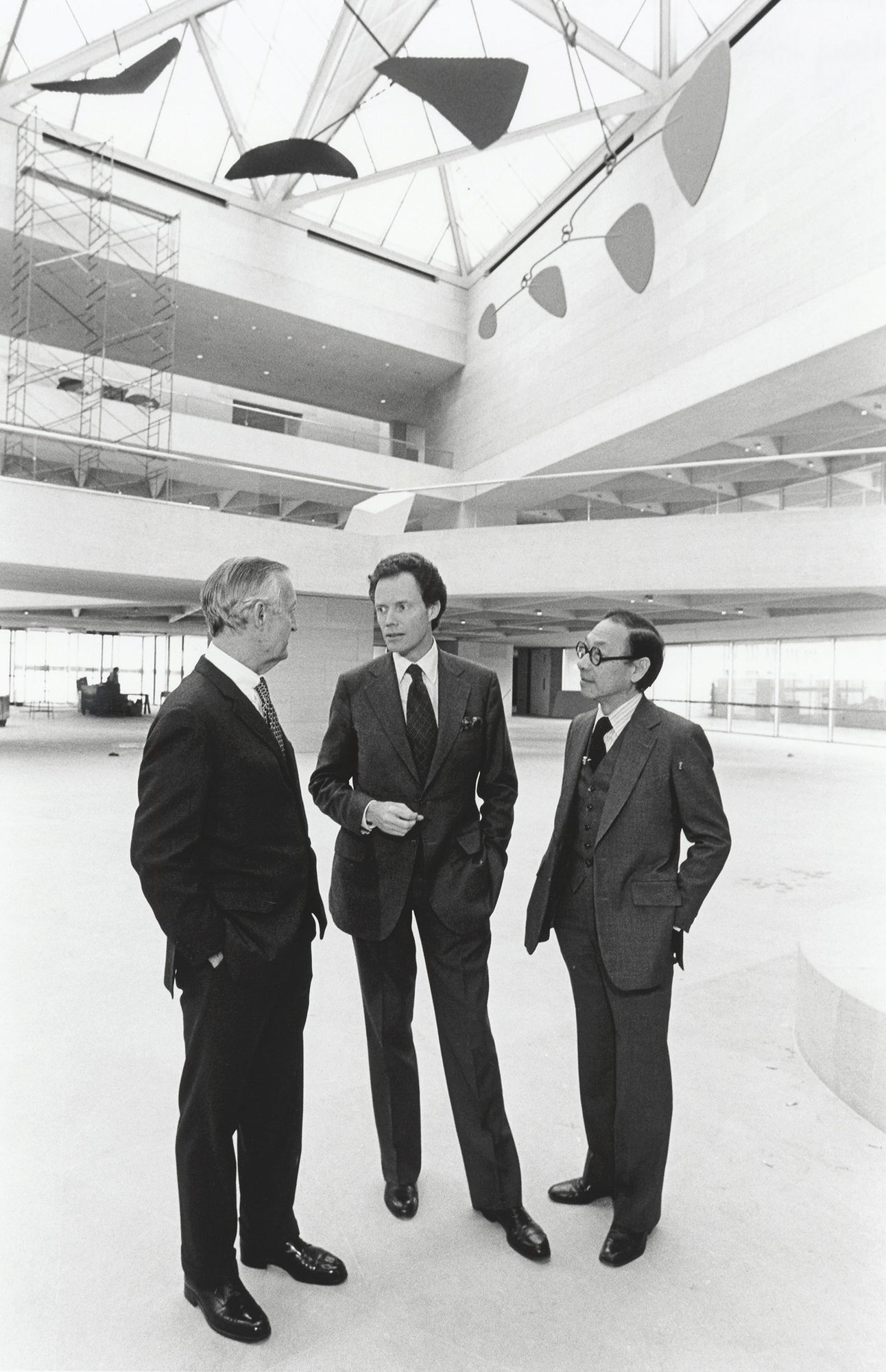 Paul Mellon (left), J. Carter Brown (Center), and I.M. Pei in the East Building, January 20, 1978
