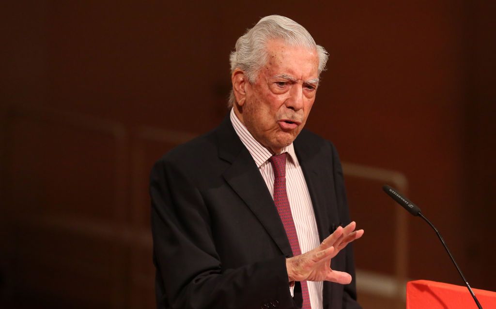 BERLIN, GERMANY - SEPTEMBER 09: Peruvian writer Mario Vargas Llosa speaks during the opening of the 20th International Literature Festival Berlin (ILB) at the Berliner Philharmonie on September 9, 2020 in Berlin, Germany. The 20th International Literature Festival Berlin will take place from September 9 to 19, 2020. (Photo by Adam Berry/Getty Images)