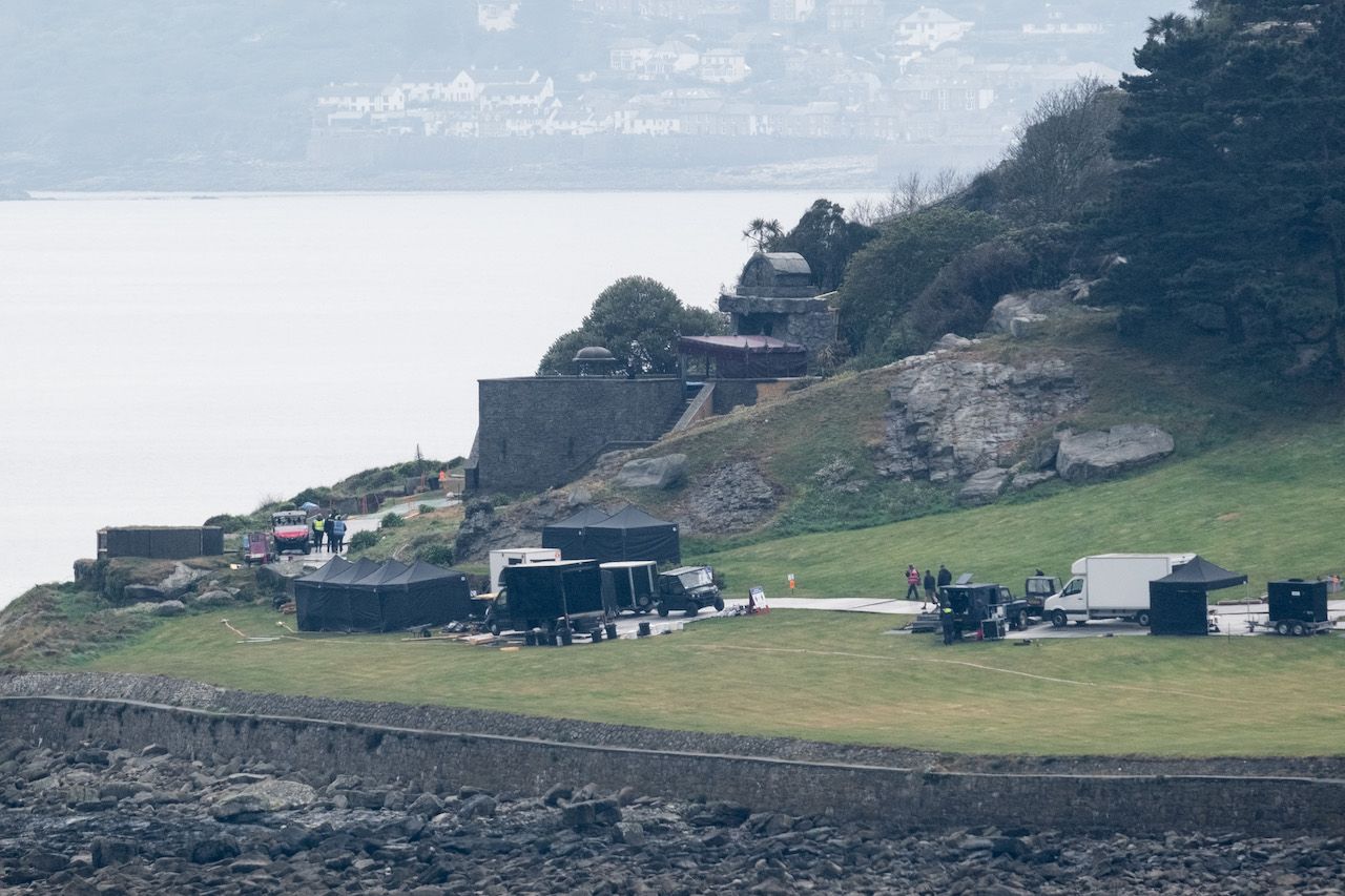 PENZANCE, ENGLAND - APRIL 29: Extras and crew seen on the film set for the new Game of Thrones prequel 'House of the Dragon' at St Michael's Mount on April 29, 2021 near Penzance, Cornwall, England. (Photo by GC Images)