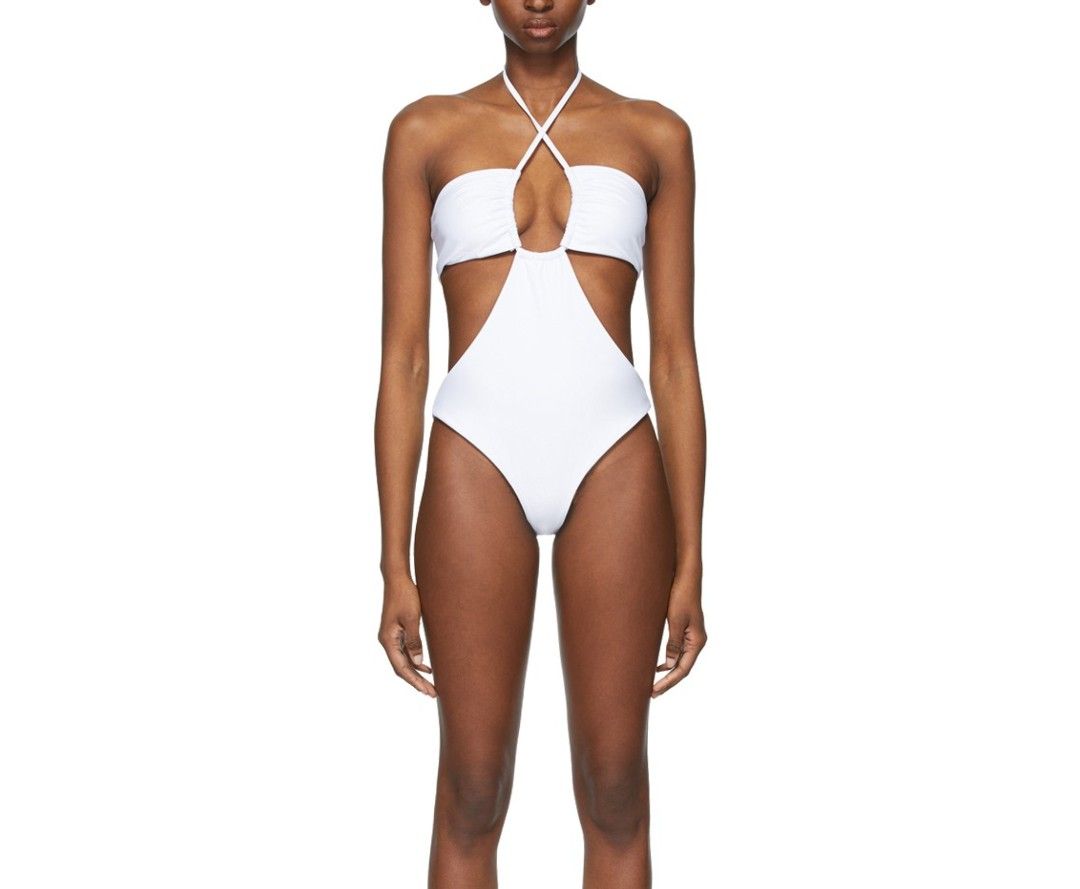 Rosetta Getty White Drawstring One-Piece Swimsuit. | Photo: SSENSE