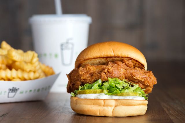Where to get the best fried chicken burger. Photo from Shake Shack