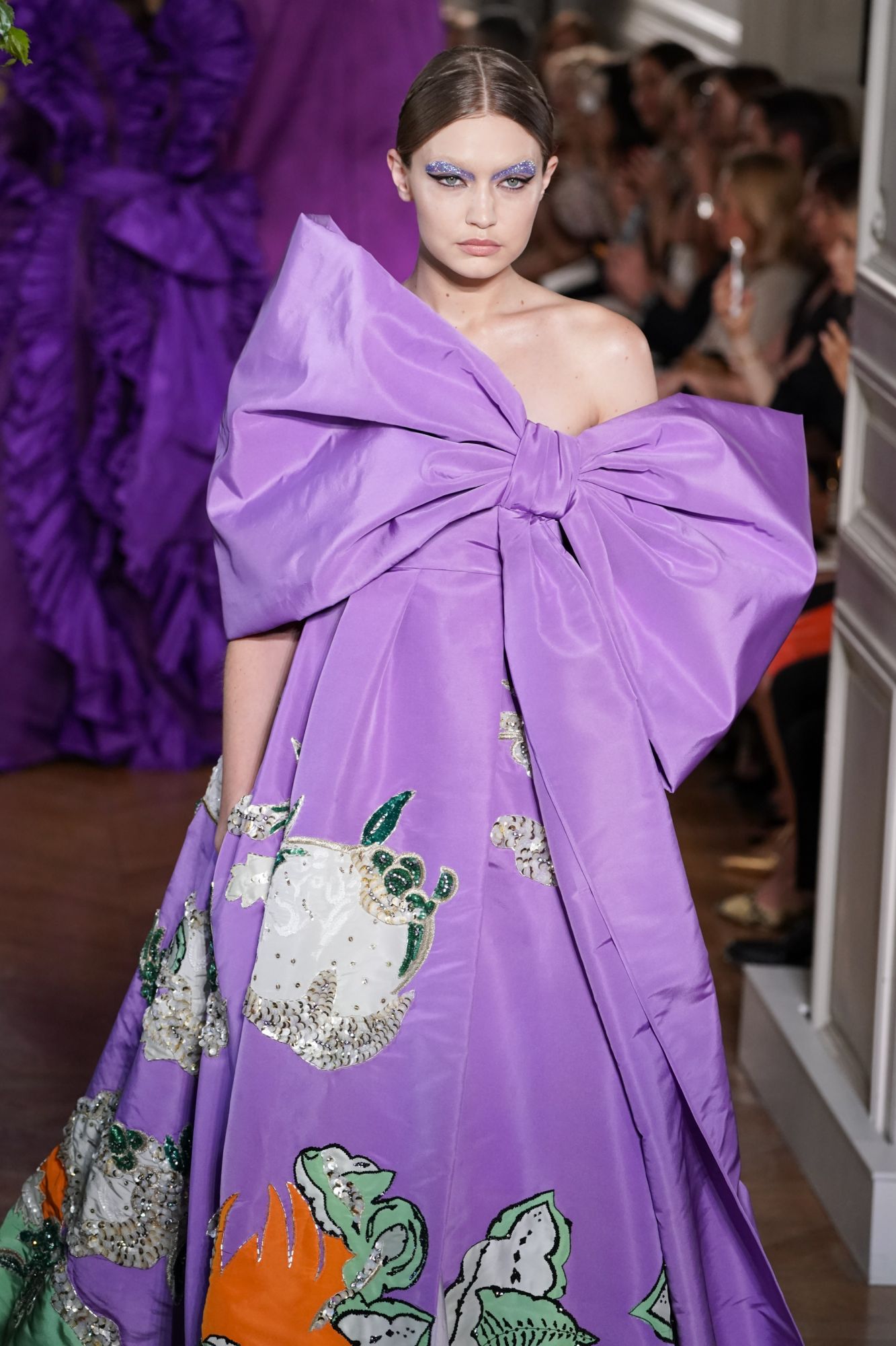 PARIS, FRANCE - JULY 03: Gigi Hadid walks the runway during the Valentino  Fall/Winter 2019 2020 show as part of Paris Fashion Week on July 03, 2019 in Paris, France. (Photo by Peter White/Getty Images)