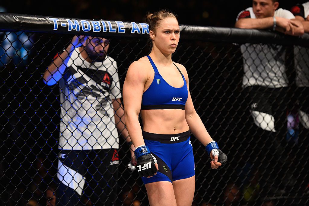 LAS VEGAS, NV - DECEMBER 30: Ronda Rousey prepares to face Amanda Nunes of Brazil in their UFC women's bantamweight championship bout during the UFC 207 event at T-Mobile Arena on December 30, 2016 in Las Vegas, Nevada. (Photo by Jeff Bottari/Zuffa LLC/Zuffa LLC via Getty Images)