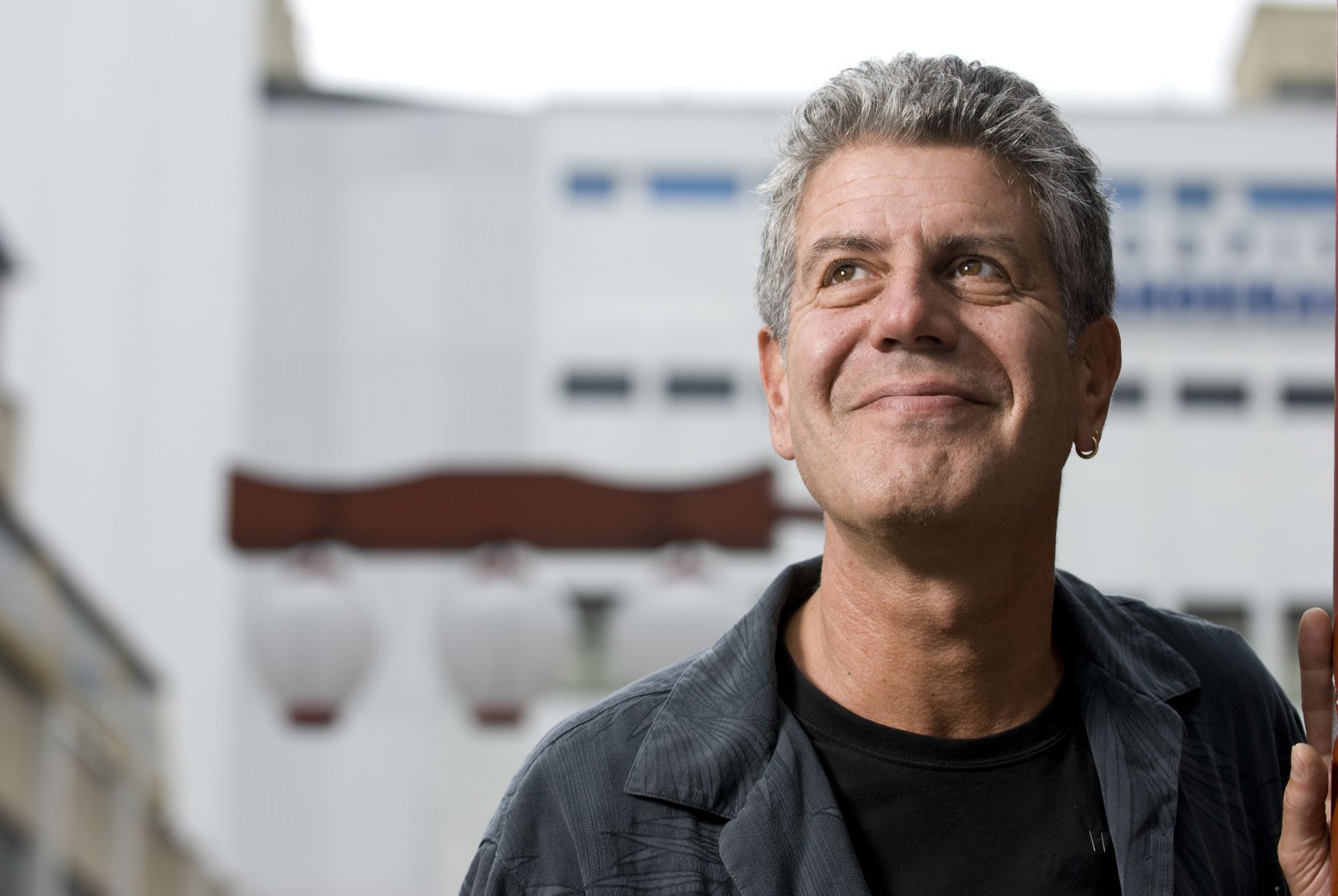 American Chef Anthony Bourdain in the Liberdade area of Sao Paulo, Brazil. Bourdain hosts the TV Show "No Reservations" for the Travel Channel in the US and is the Chef-at-Large for Brasserie Les Halles in New York City. (Photo by Paulo Fridman/Corbis via Getty Images)