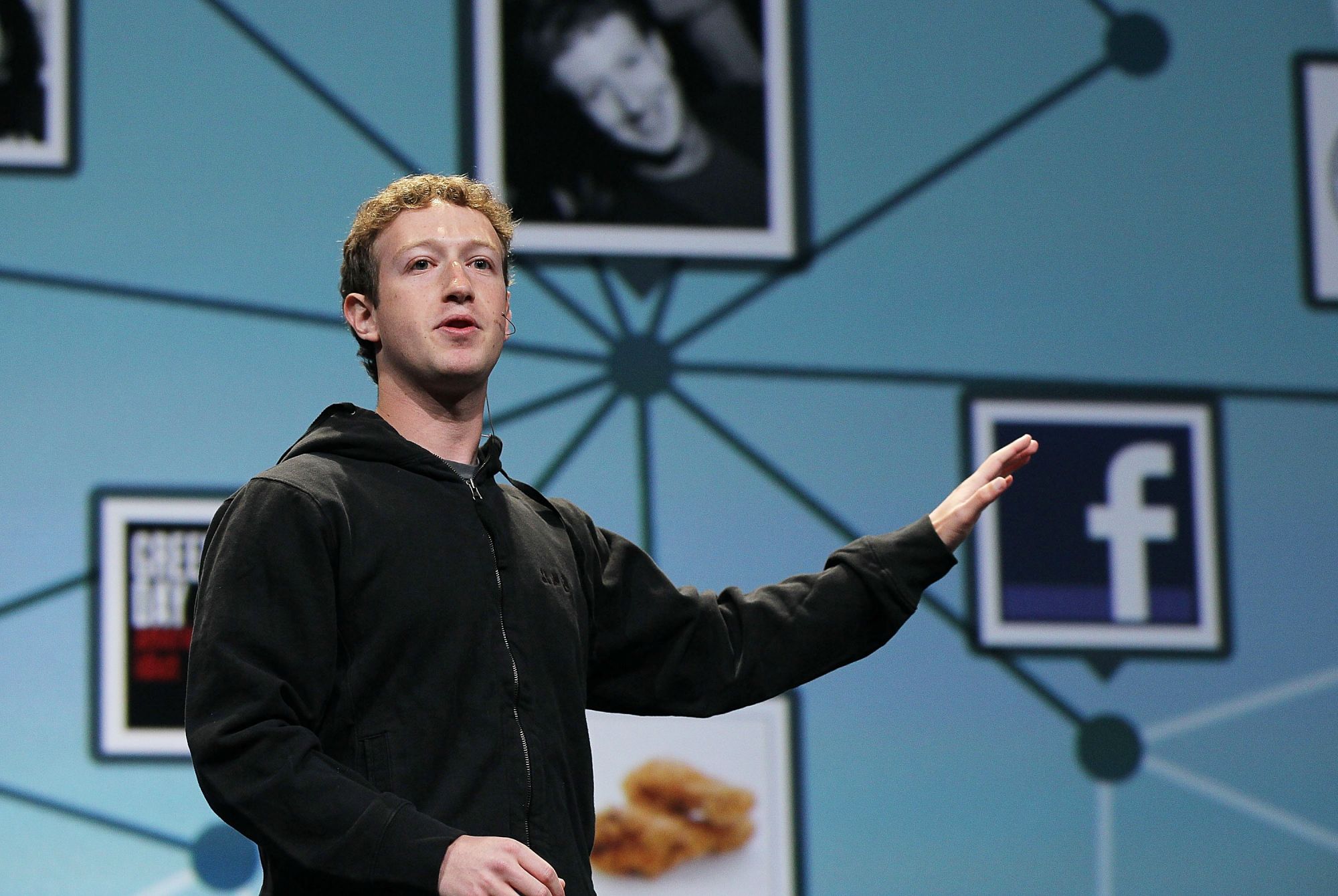 SAN FRANCISCO - APRIL 21: Facebook founder and CEO Mark Zuckerberg delivers the opening keynote address at the f8 Developer Conference April 21, 2010 in San Francisco, California. Zuckerberg kicked off the the one day conference for developers that features breakout sessions on the future of social technologies. (Photo by Justin Sullivan/Getty Images)