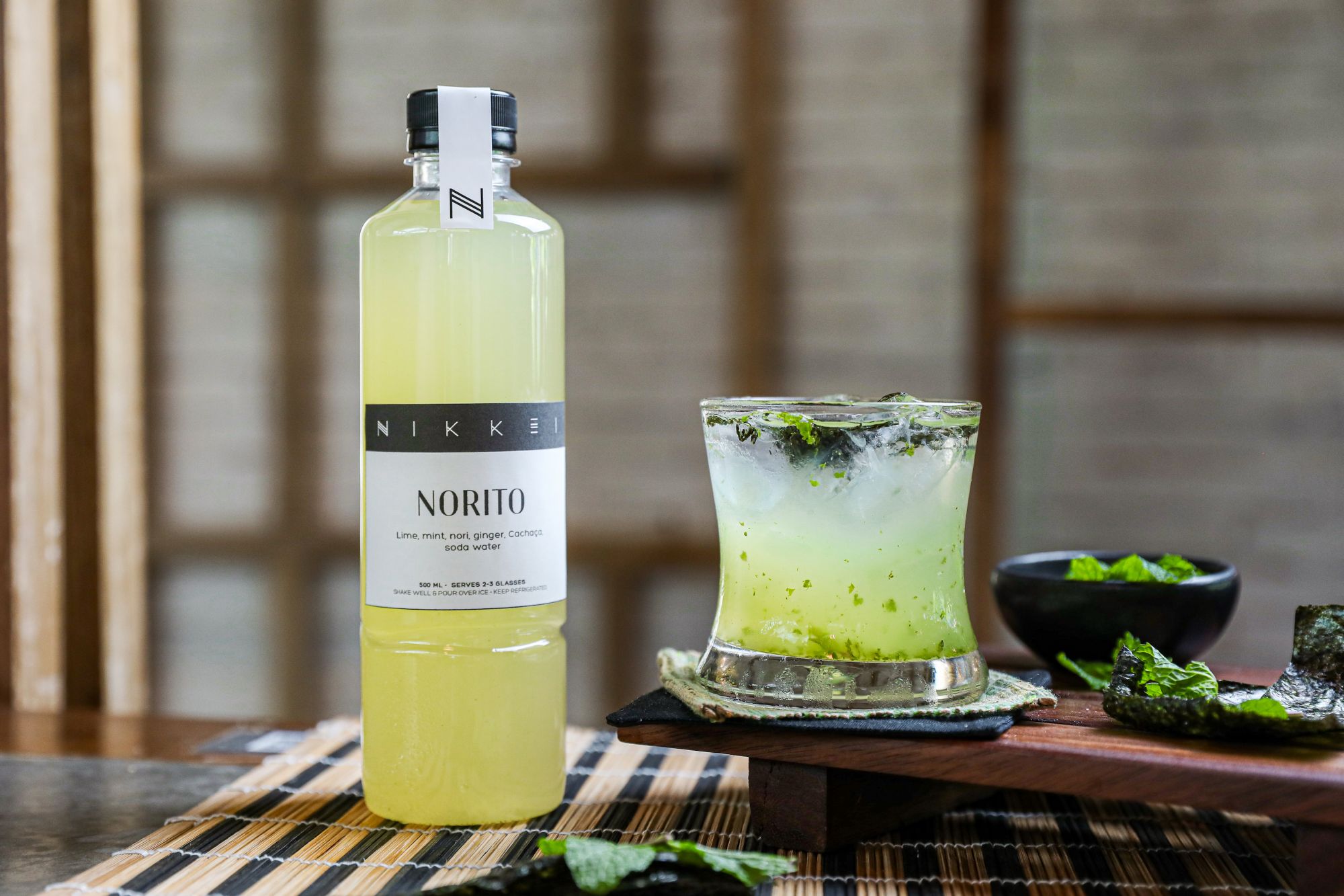 The Norito is packed full of lime, mint, nori, ginger, Cachaca, and soda water.