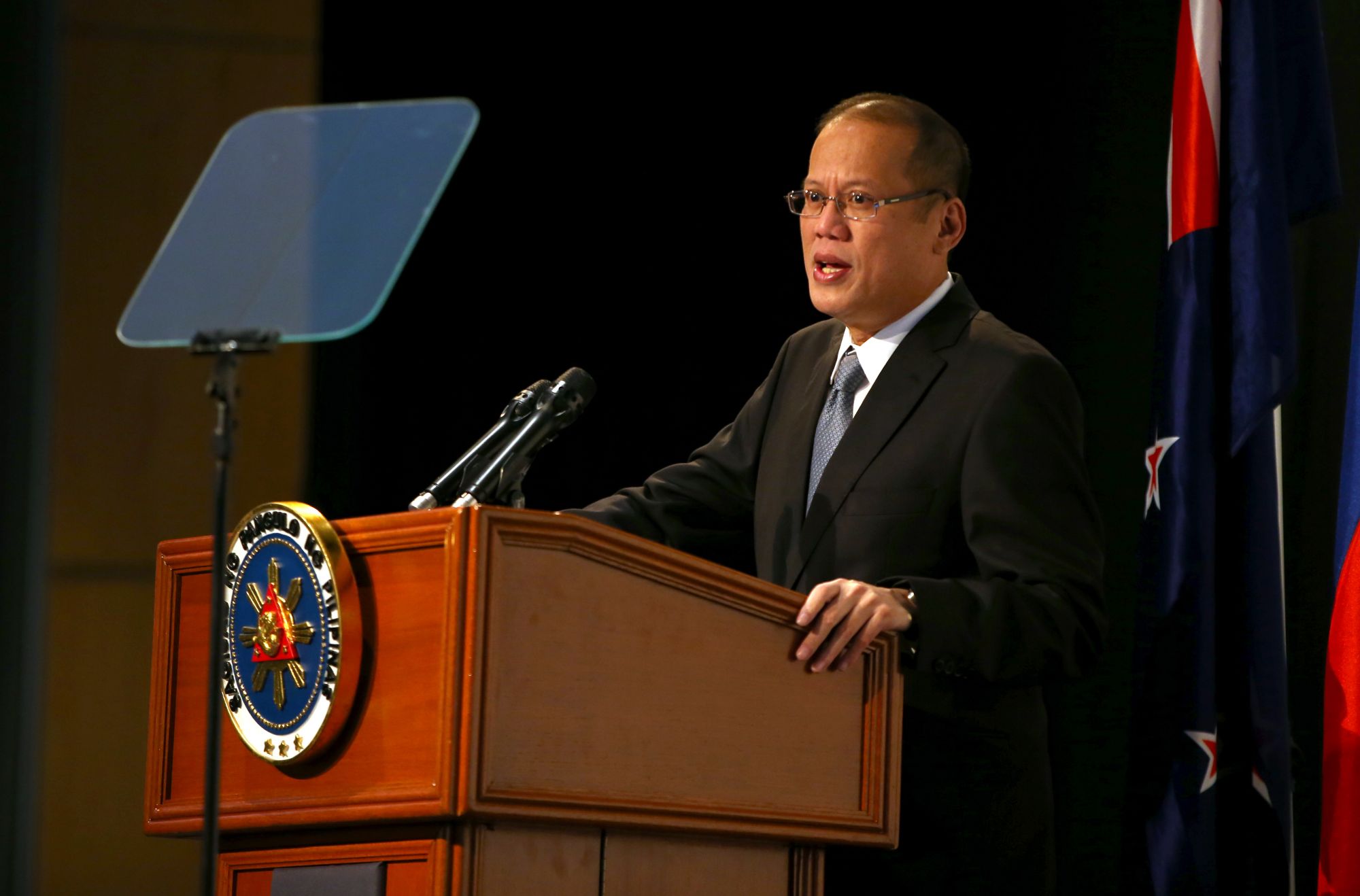 AUCKLAND, NEW ZEALAND - OCTOBER 23: Philippine President Benigno Aquino III addresses the Philippines-NZ Business Forum at the Sky City Convention Centre on October 23, 2012 in Auckland, New Zealand. President Aquino is in New Zealand and Australia this week for trade talks, returning to the Philippines on Friday. (Photo by Phil Walter/Getty Images)