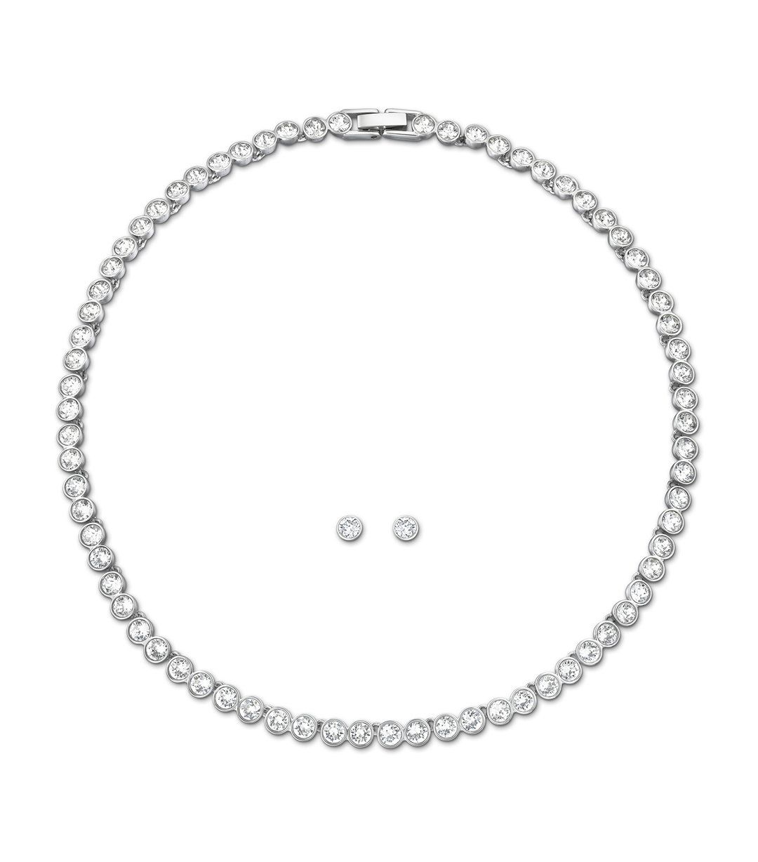 Swarovski Tennis Set, White, Rhodium Plated. | Photo: rustans.com