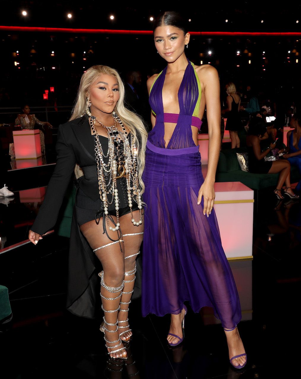 Lil' Kim and Zendaya attend the BET Awards 2021 at Microsoft Theater on June 27, 2021 in Los Angeles, California. (Photo: Getty Images)