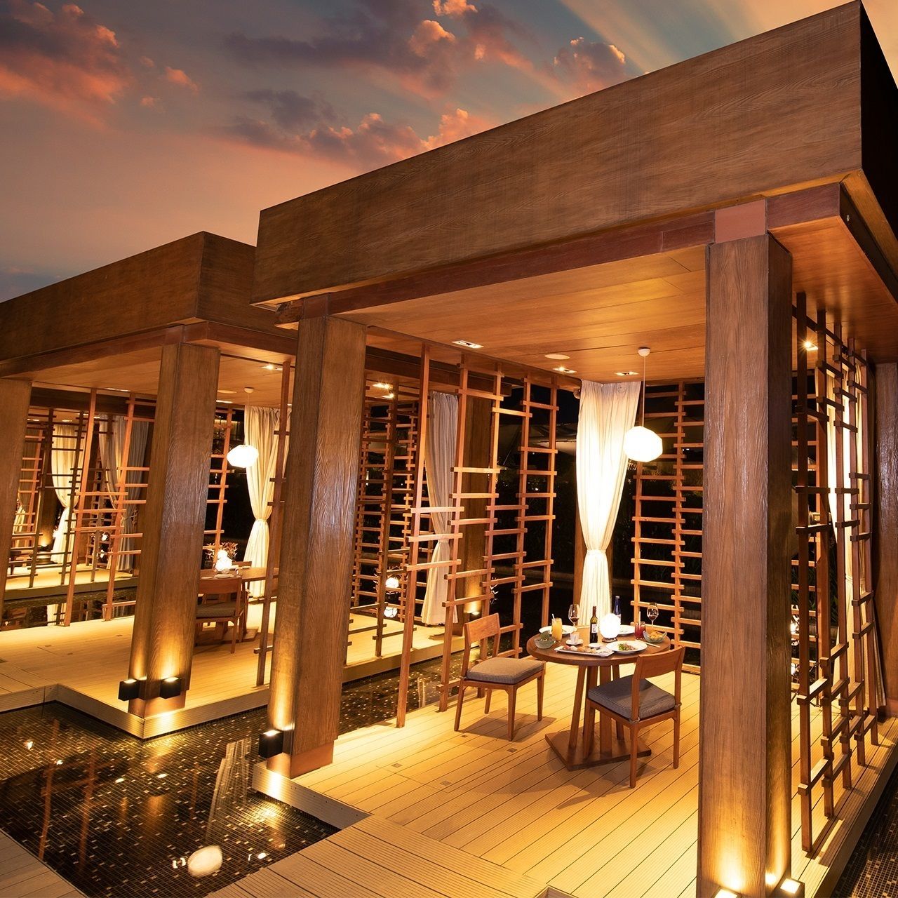 Nobu Manila offers chic and contemporary outdoor dining at its floating cabanas and patio