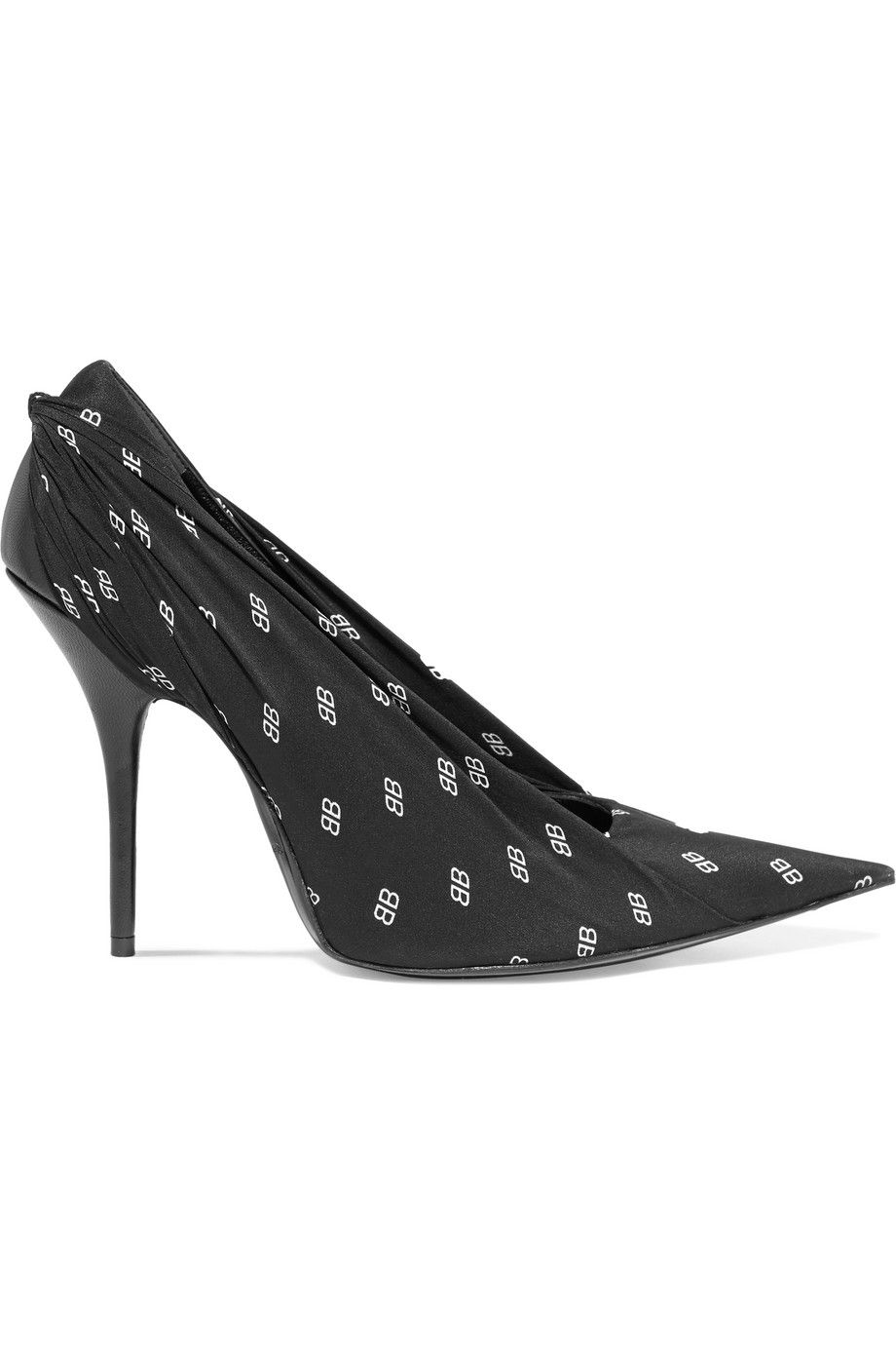 Net-A-Porter x Balenciaga Knife printed stretch-satin and leather pumps