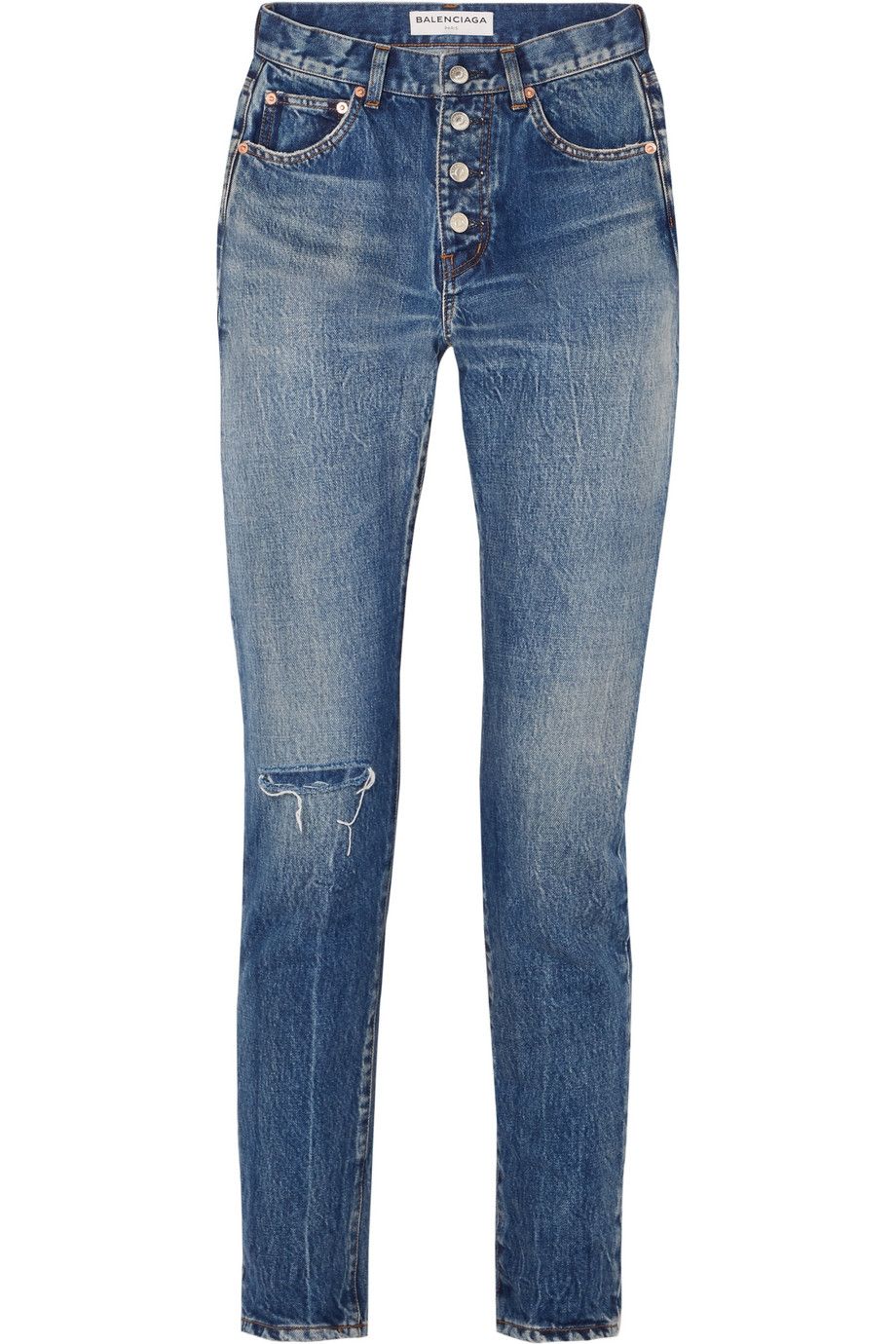 Net-A-Porter x Balenciaga Distressed mid-rise straight-leg jeans