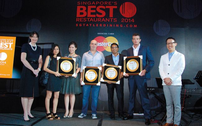 Recipients of the Best Service and Best New Restaurant awards with Phillip Hong and Debbie Goldingham