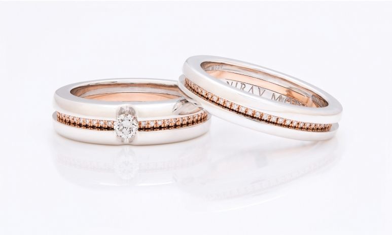 White and rose gold with diamonds, from Nirav Modi