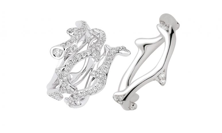 White gold and diamond Bois de Rose rings, from Dior