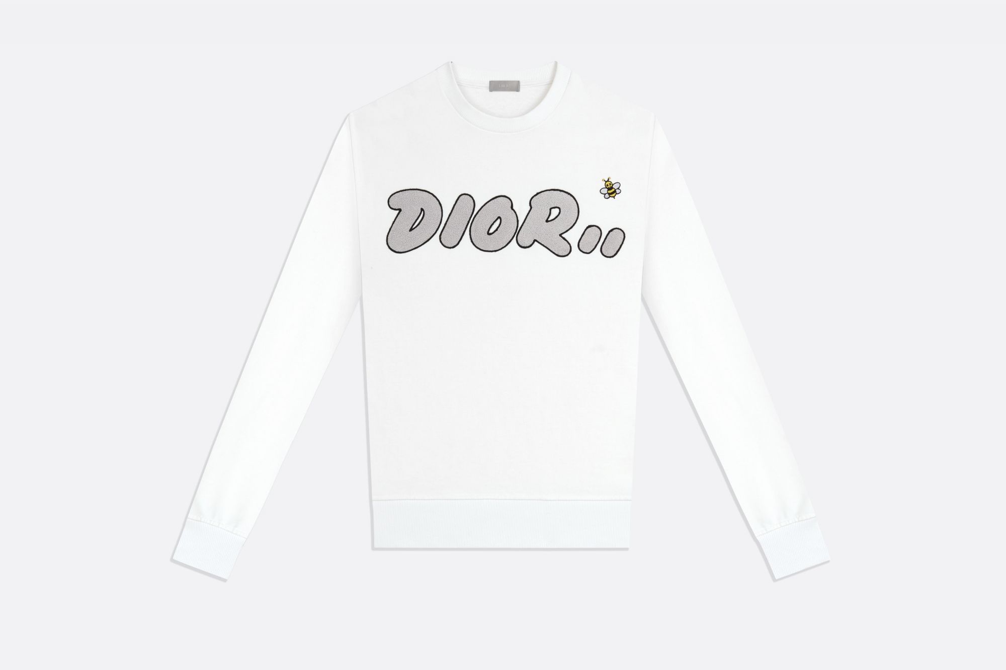 White cotton fleece sweatshirt with DIOR x KAWS embroidery