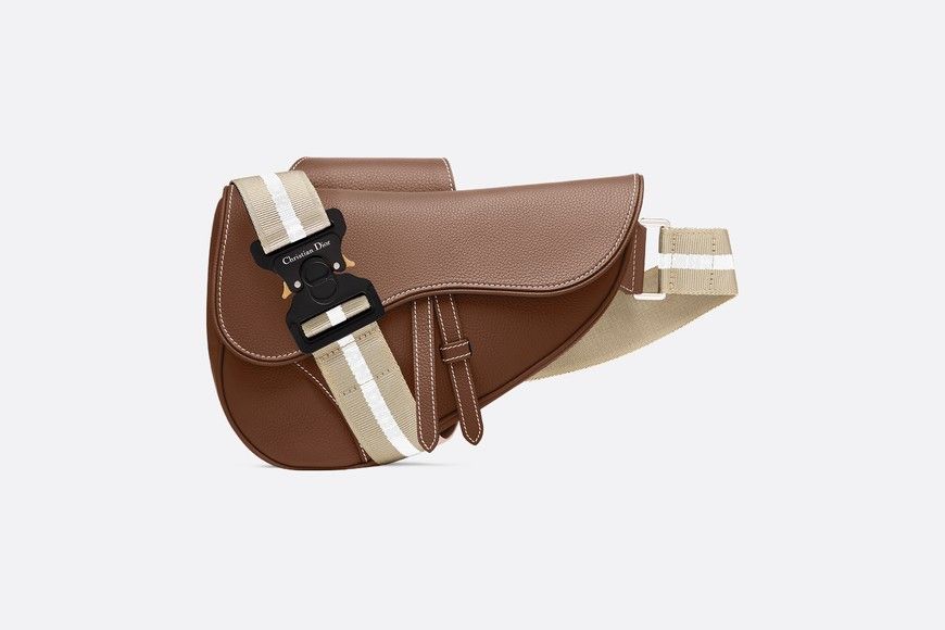 Brown grained calfskin Saddle bag