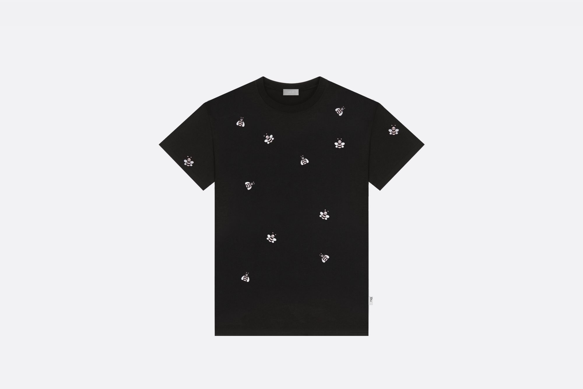 Black cotton jersey T-shirt with DIOR x KAWS Bees embroidery