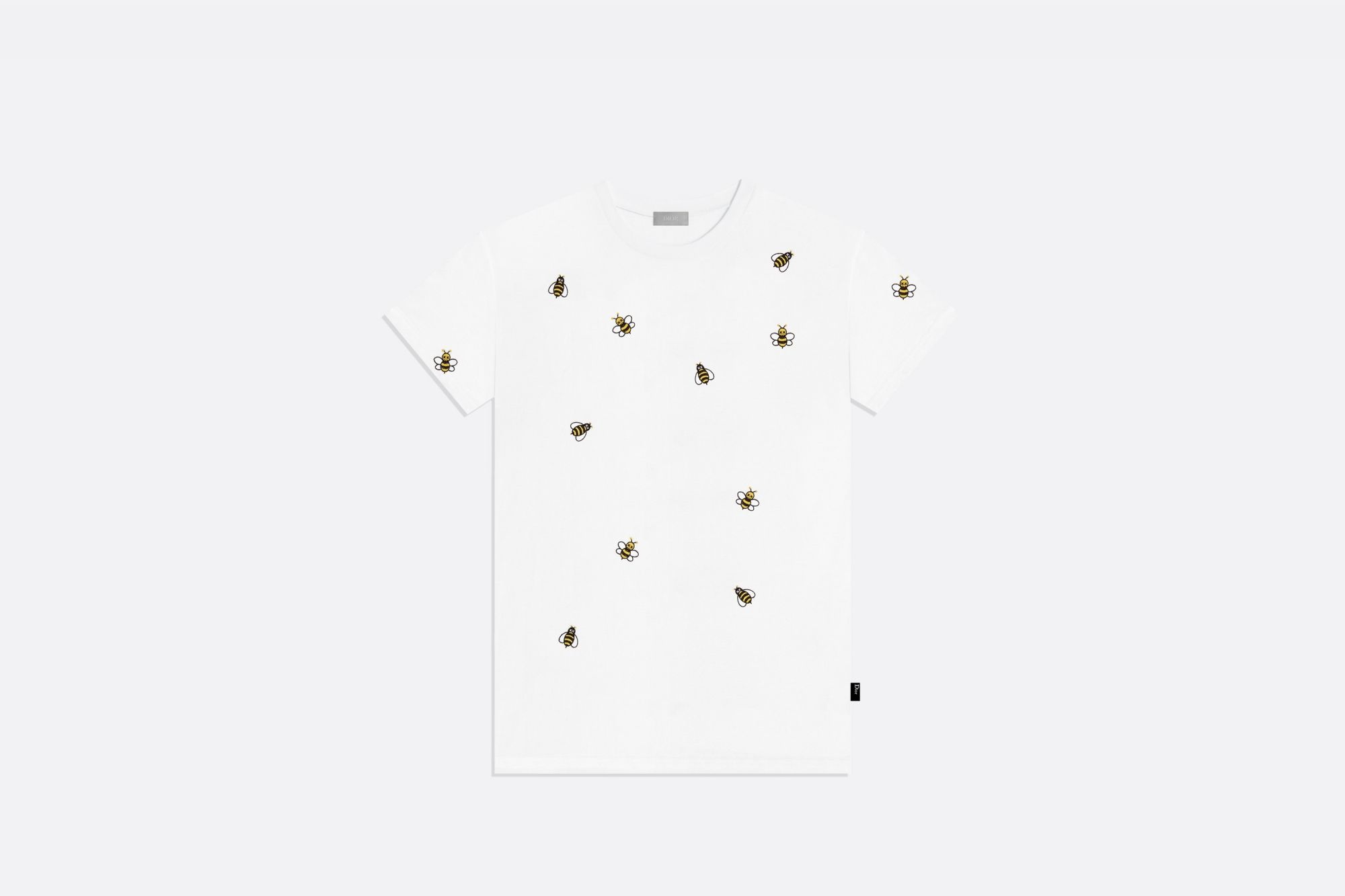 White cotton jersey T-shirt with DIOR x KAWS Bees embroidery