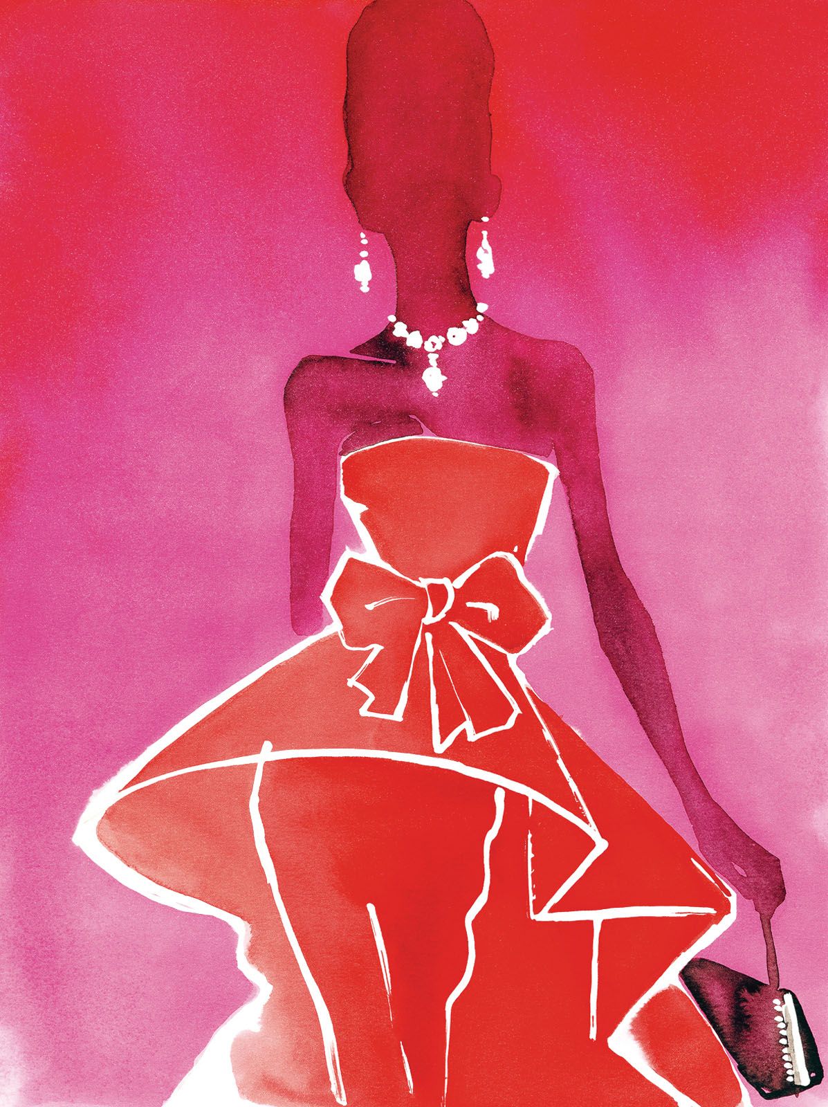 Red Couture Valentino Dress with Evening Bag art print by Eduard Erlikh, from Lumas Gallery Singapore