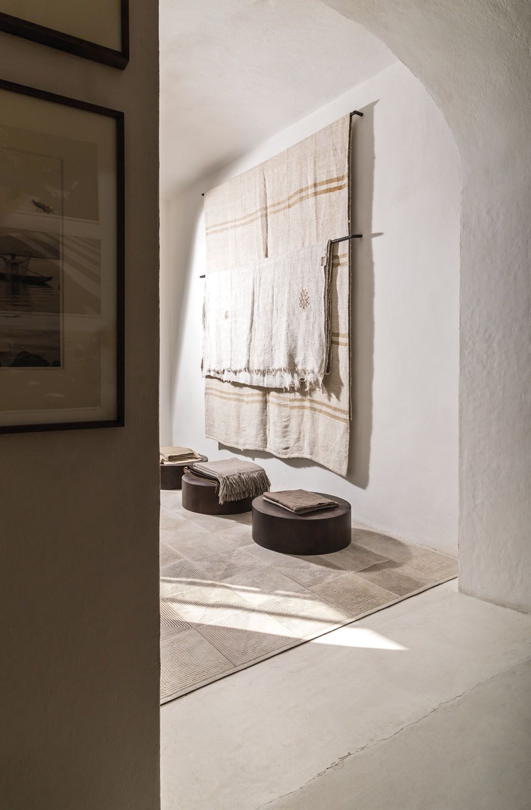 Rugs from the Maze collection feature a laser-cut pattern inspired by the shape of a winding maze