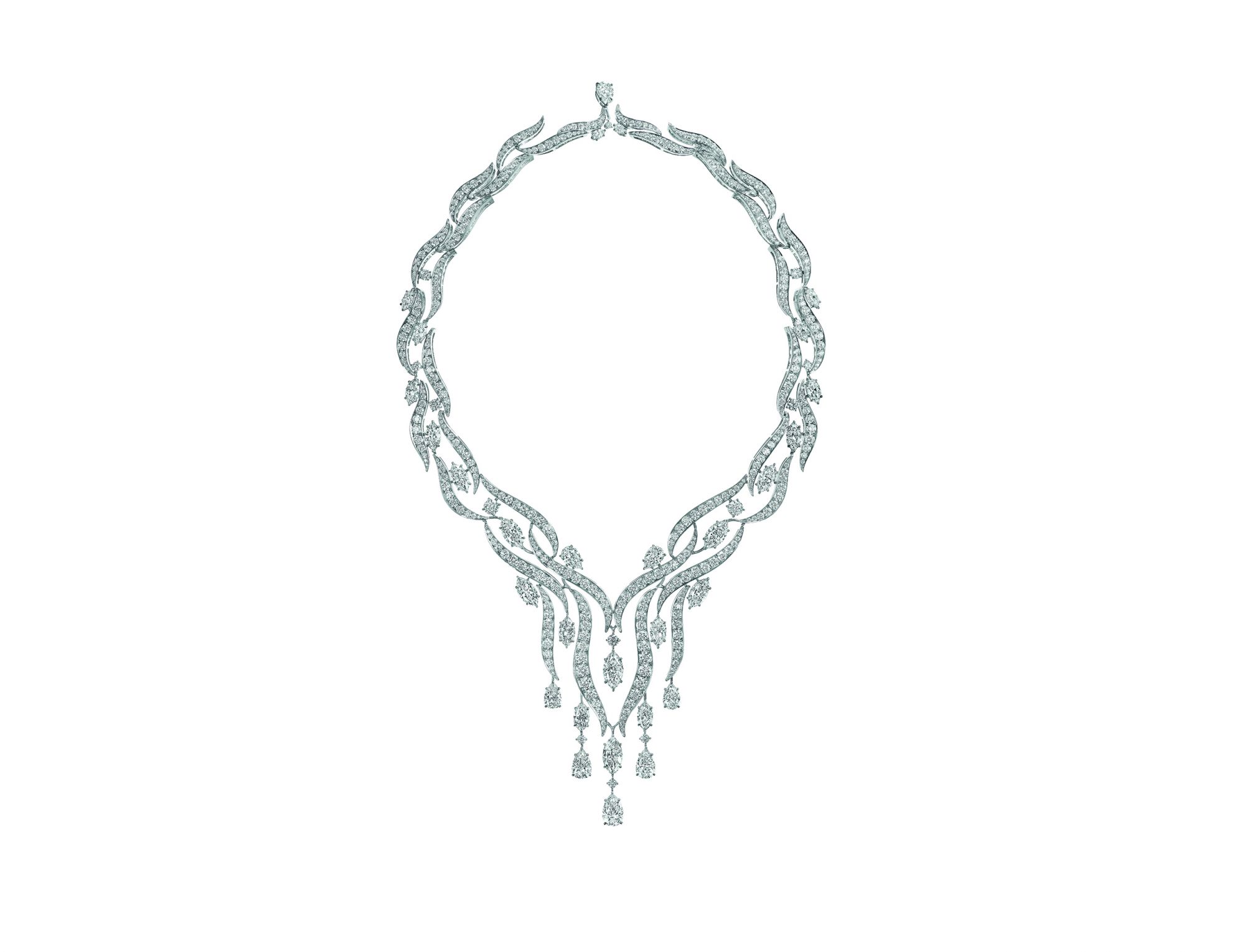 River Cascading Diamond Drop Necklace, 53.99 carats, set in platinum