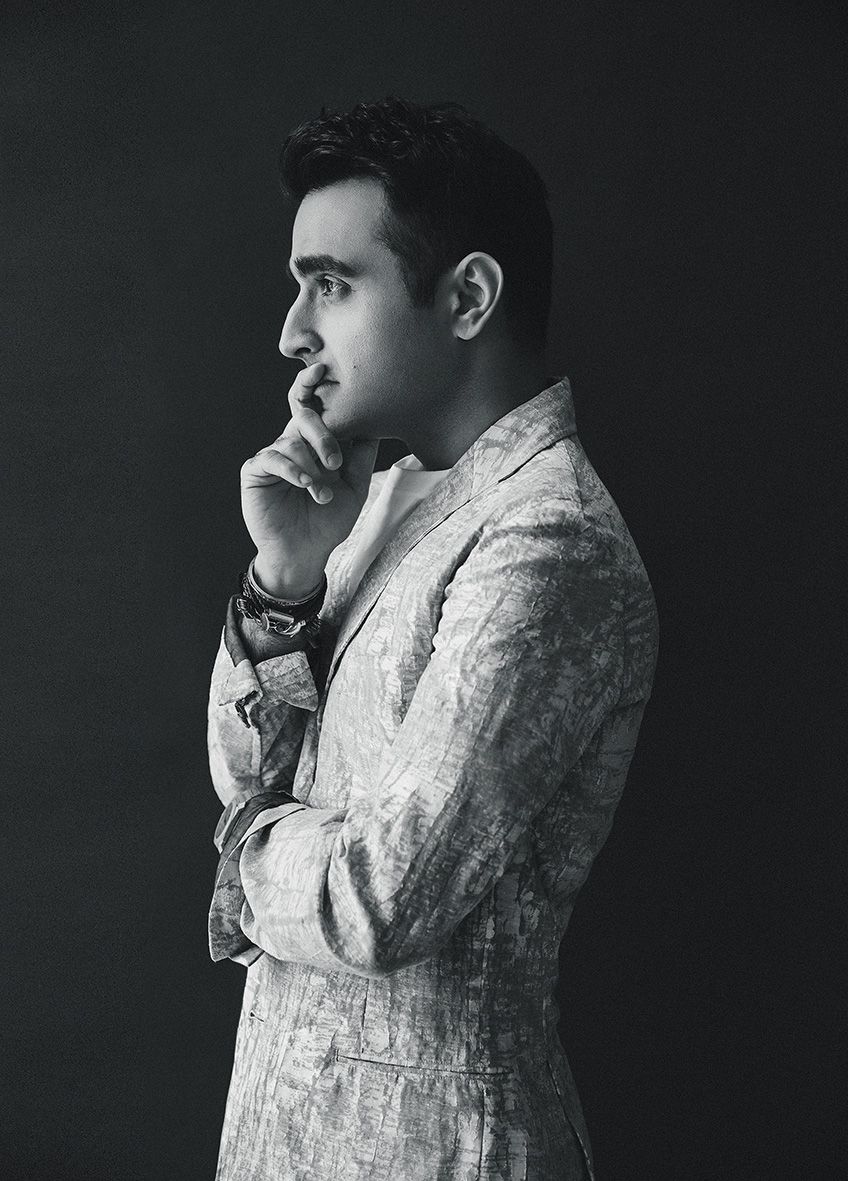 Kishin RK is focused on future-proofing real estate’s business model. He wears devore linen canvas jacket and cotton poplin T-shirt with zipped collar, both by Hermès; Octo Finissimo Automatic watch in full sandblasted rose gold and B.zero1 bracelet in rose gold, both by Bvlgari