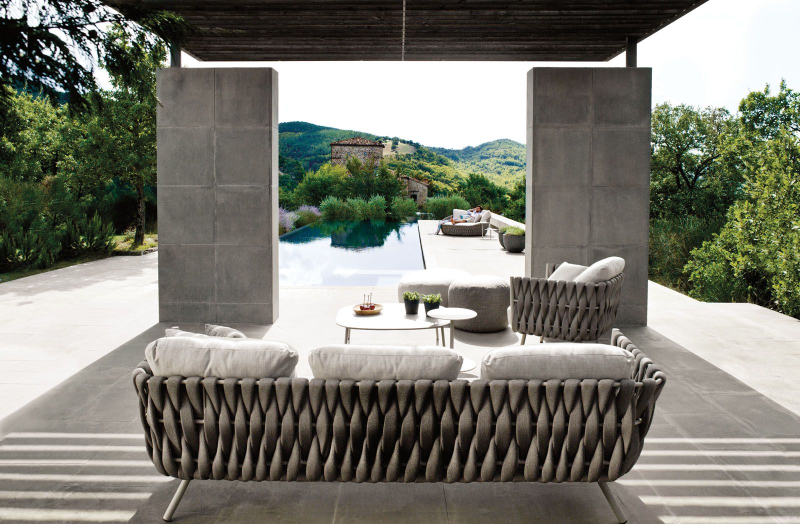 The Tosca collection from Tribu will add intriguing texture to your design scheme. Comprising foam mousse encased in knitted neutral-tone textiles, the braided detailing is weather-resistant and soft to the touch. Mix and match within the range of various seating options, which include a daybed, lounger, sofas and chairs as well as tables for a cohesive and elegant space.