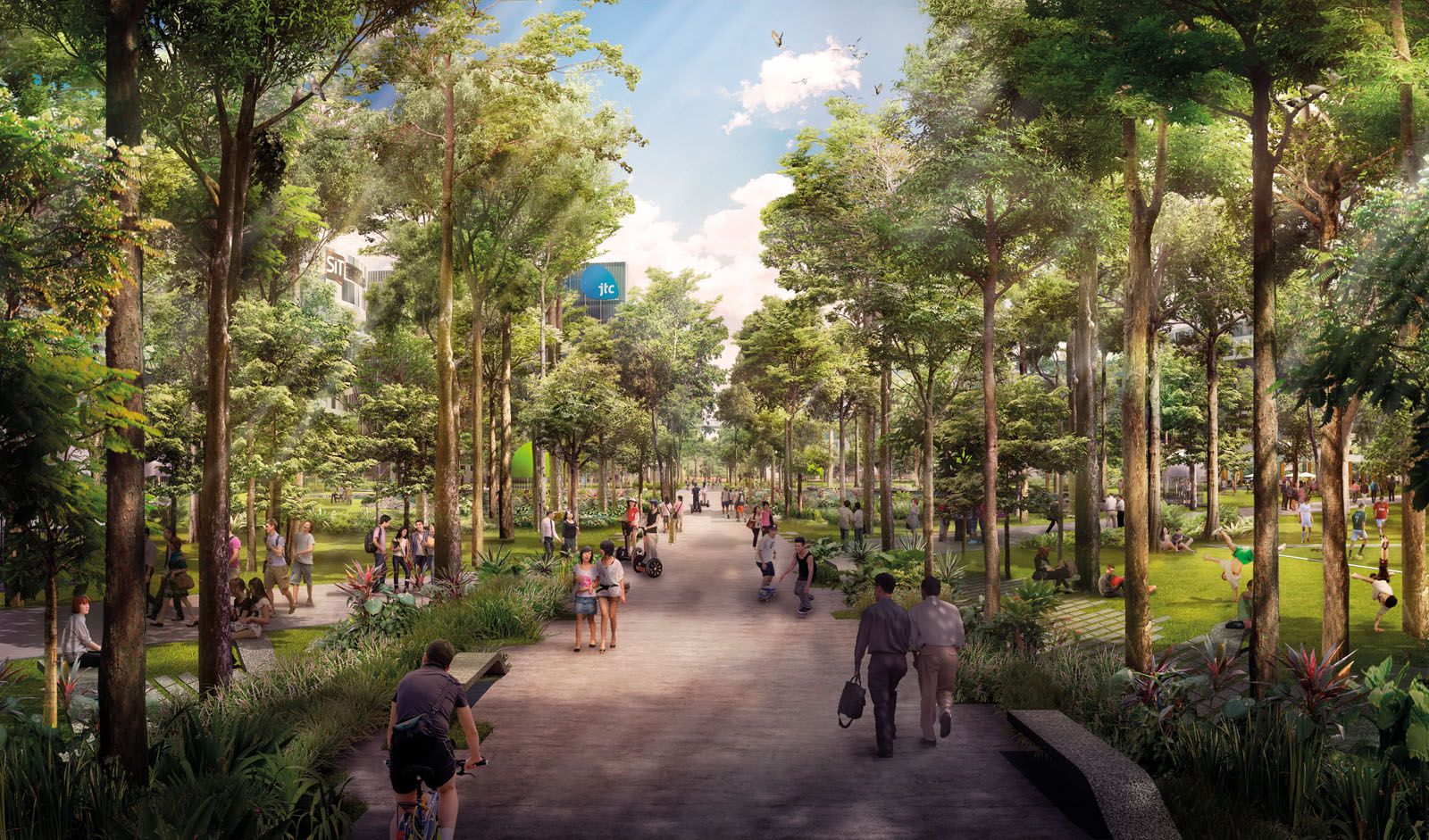 Sustainable biodiversity and people-centric public spaces are central to Woha’s masterplan for the upcoming Punggol Digital District