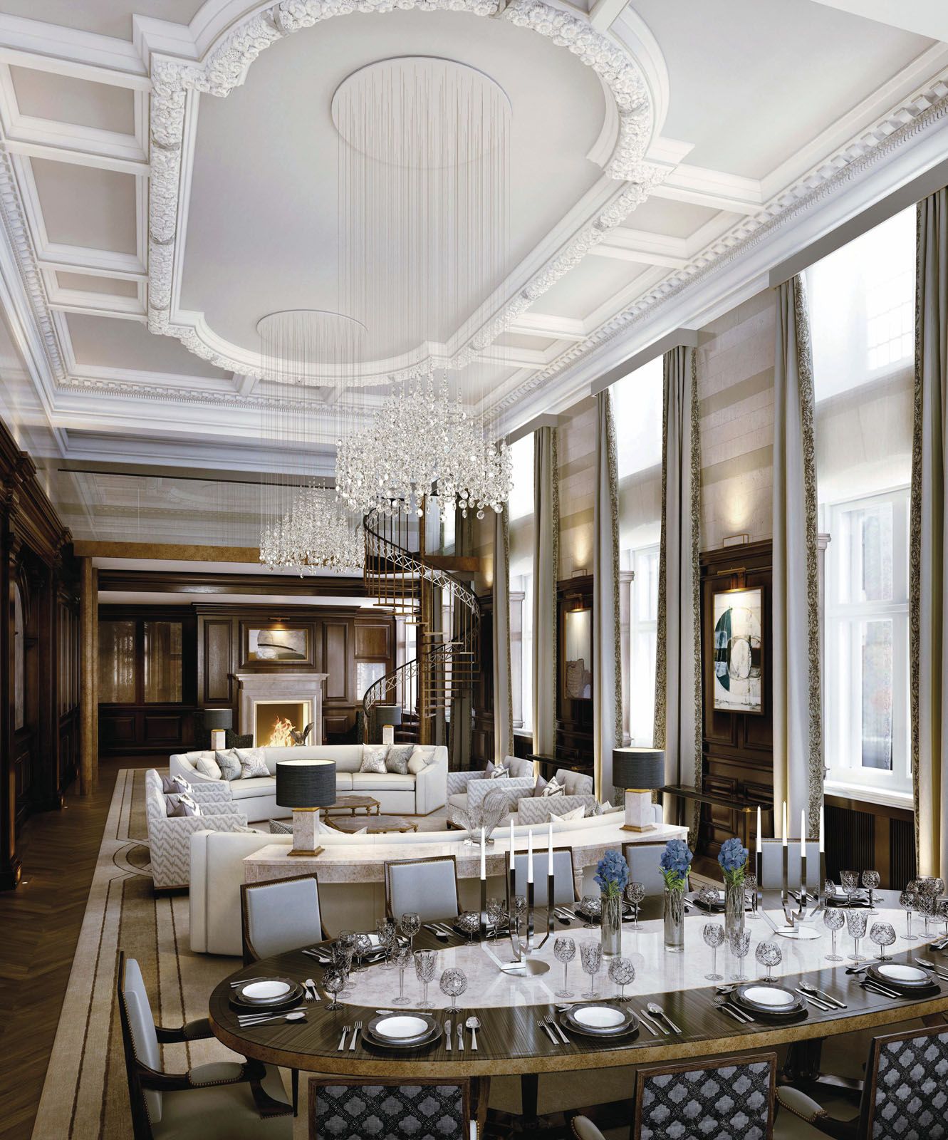 A serene palette complements the historic plasterwork at The Clarence at St James