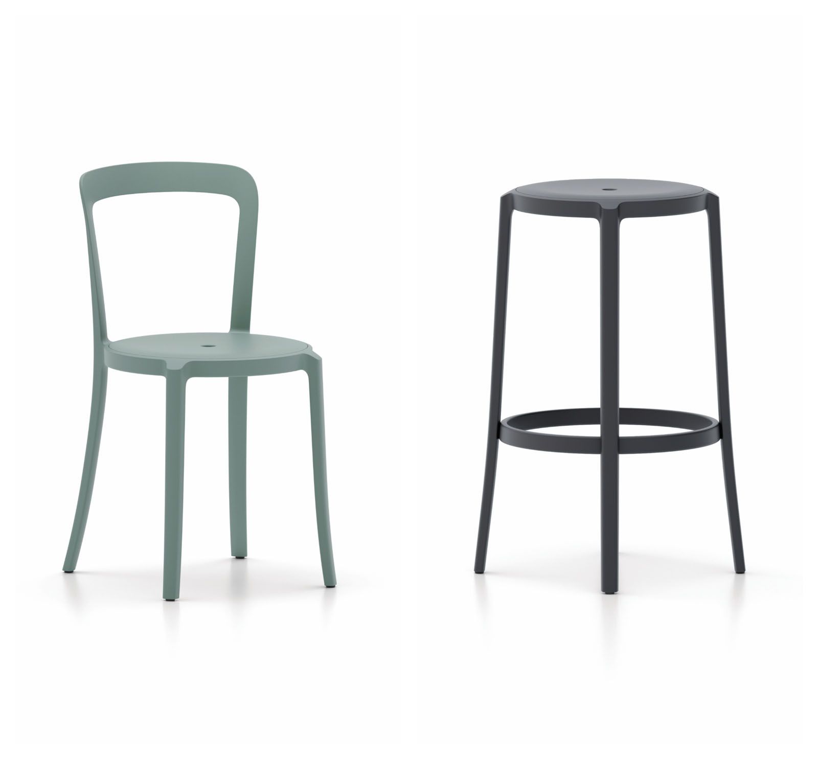 Emeco On and on chair and bar stool by Barber Osgerby, from Space Furniture