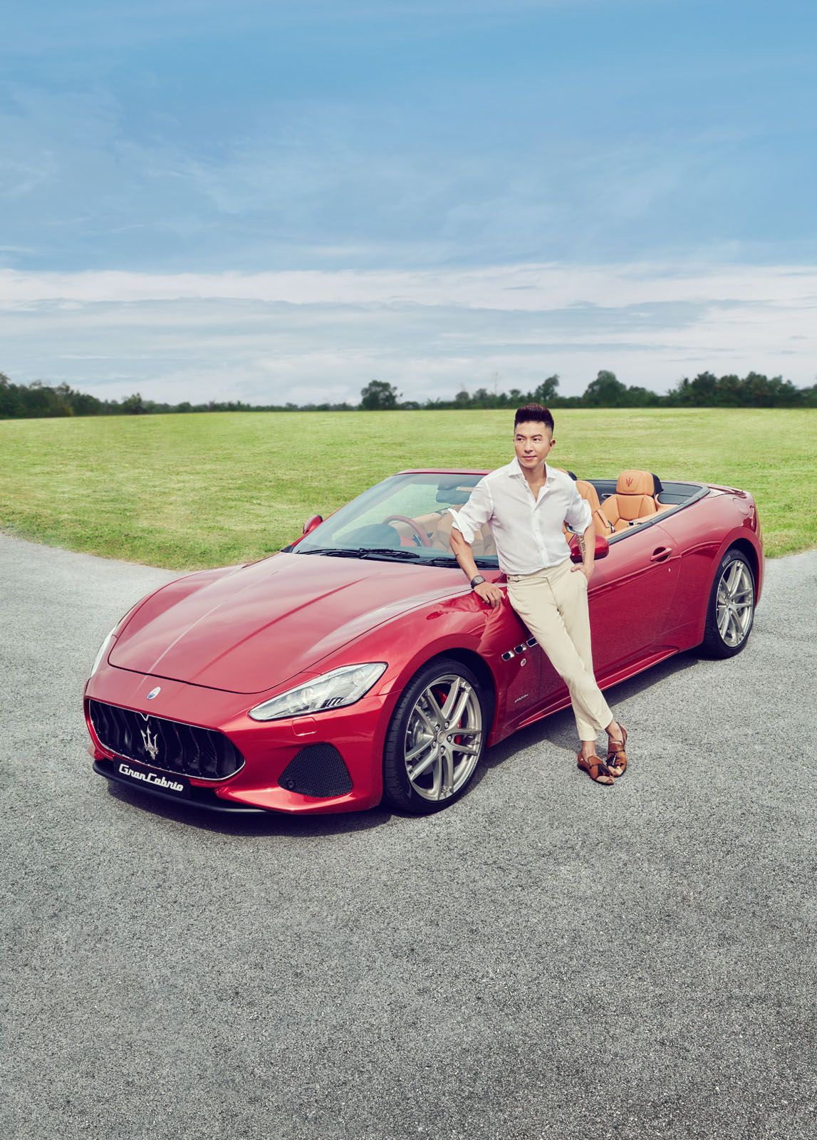 Leonard Lee wears linen shirt by Ermenegildo Zegna; Octo L’Originale watch by Bvlgari; trousers and loafers, Leonard’s own