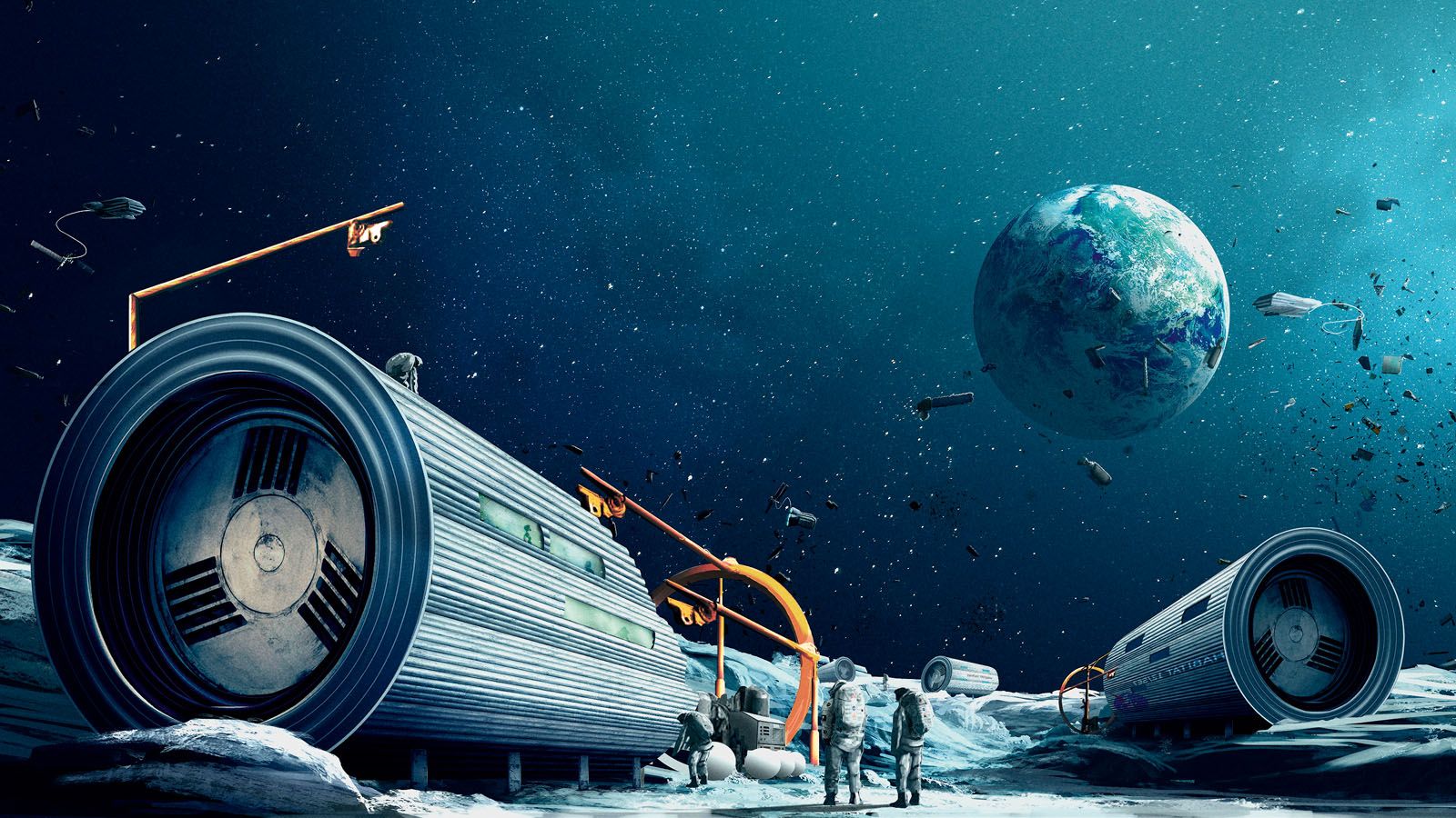 Space waste can be recycled and repurposed to build future habitats through the 3D printing of innovative structures, both in orbit and on the moon