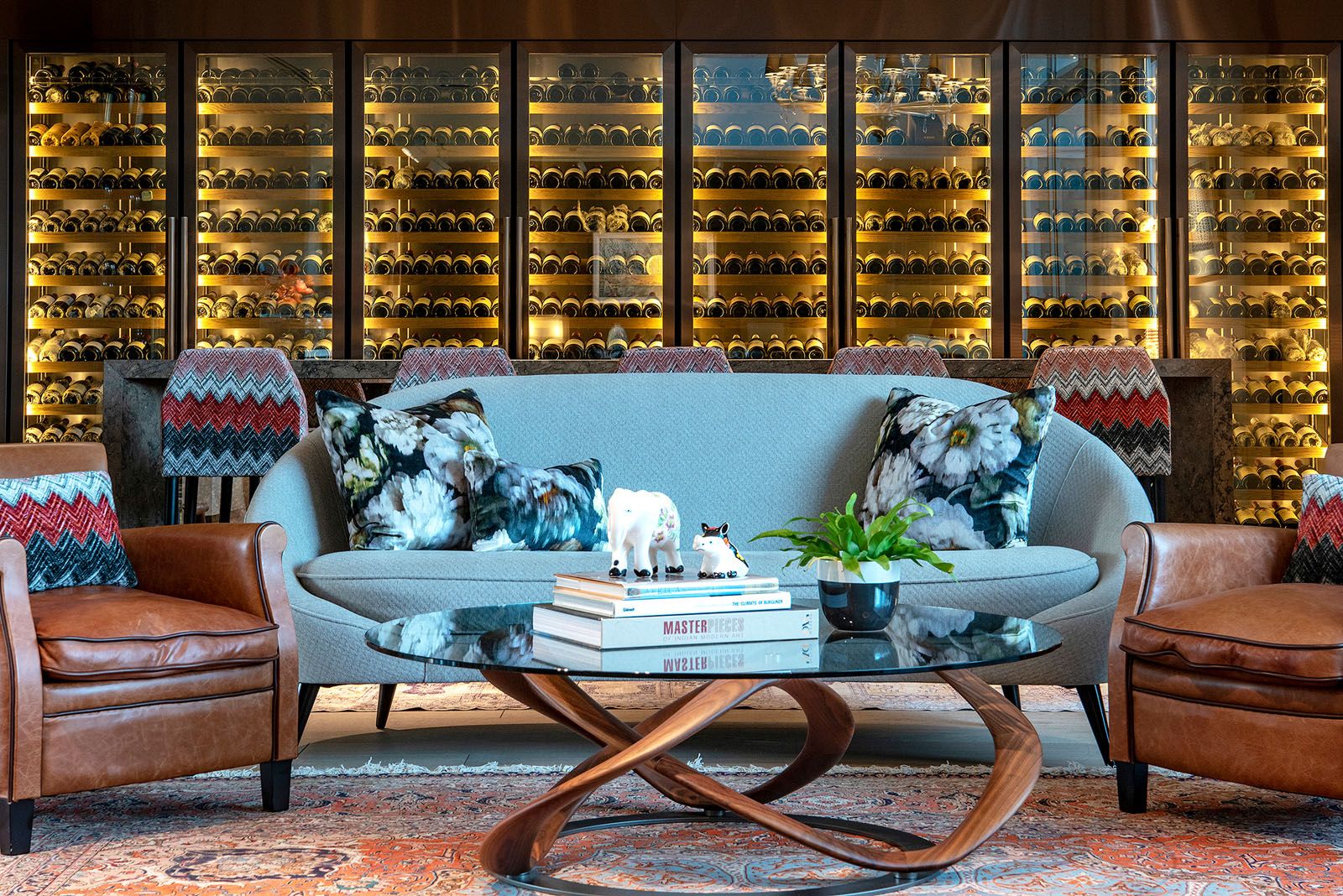 The Infinity coffee table from Porada is among the well-crafted pieces selected for the living area