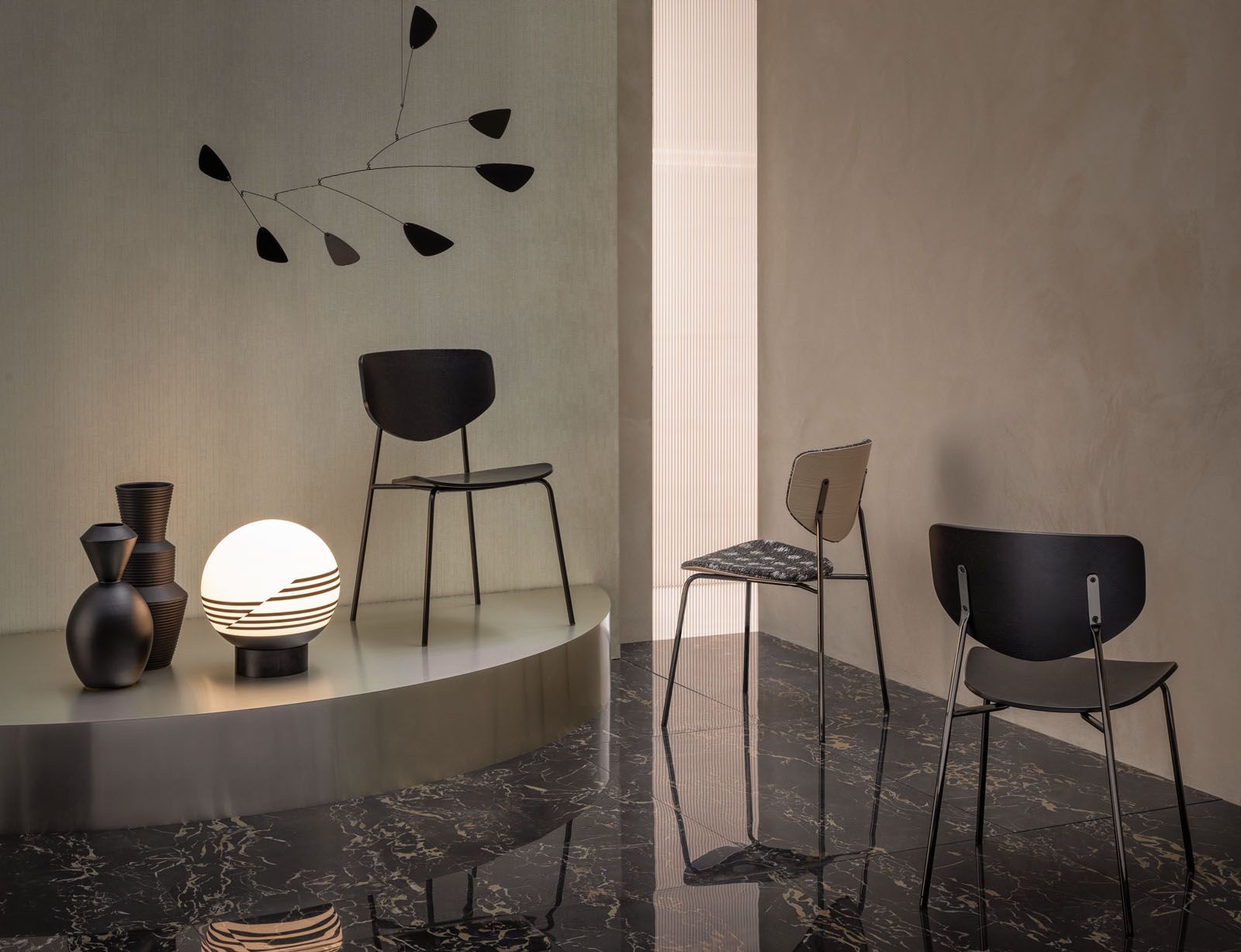 The Caristo dining chair by Tim Rundle can be stacked up to four units