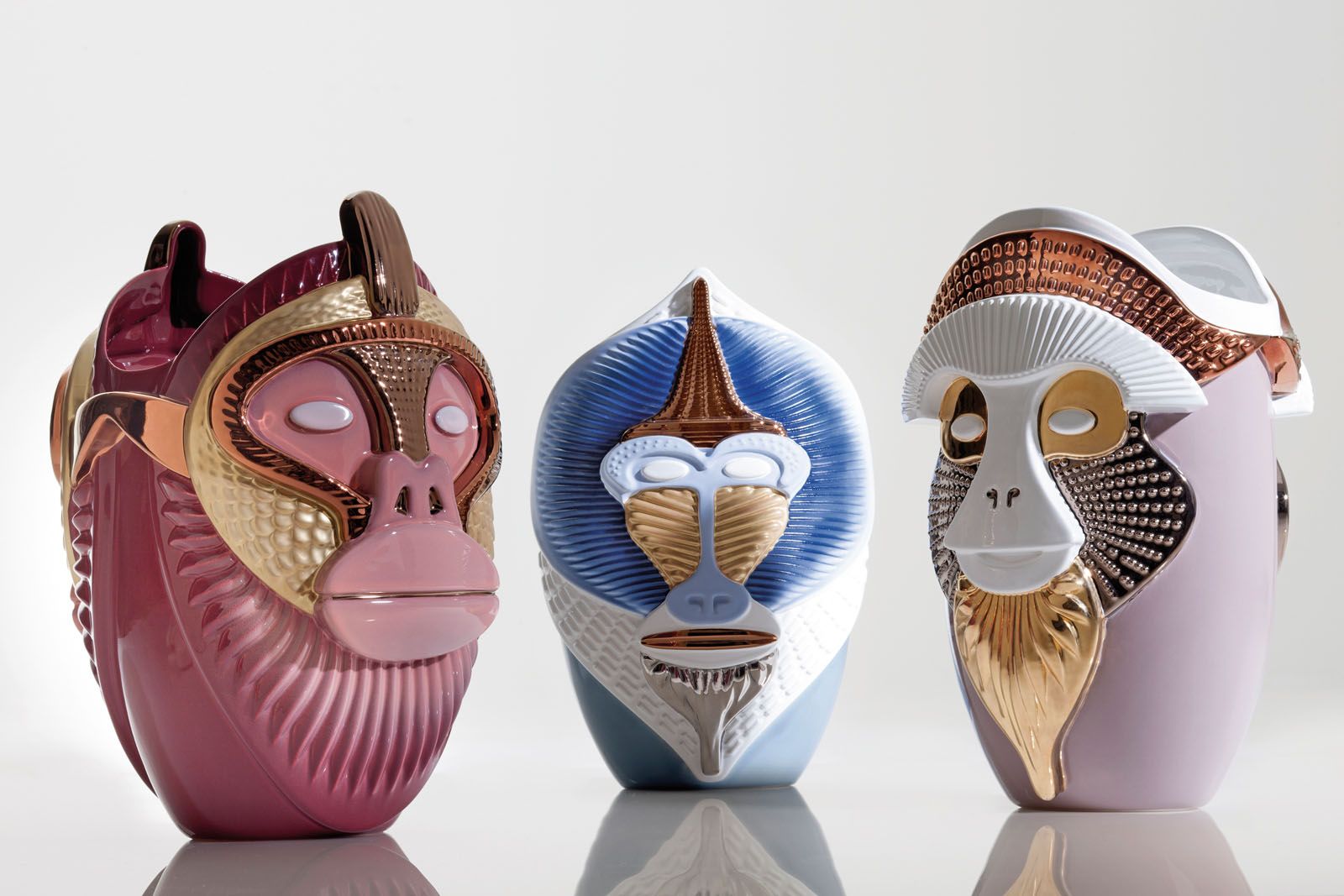Ceramic vases from the Primate collection for Bosa; Milan-based designer and artist Elena Salmistraro