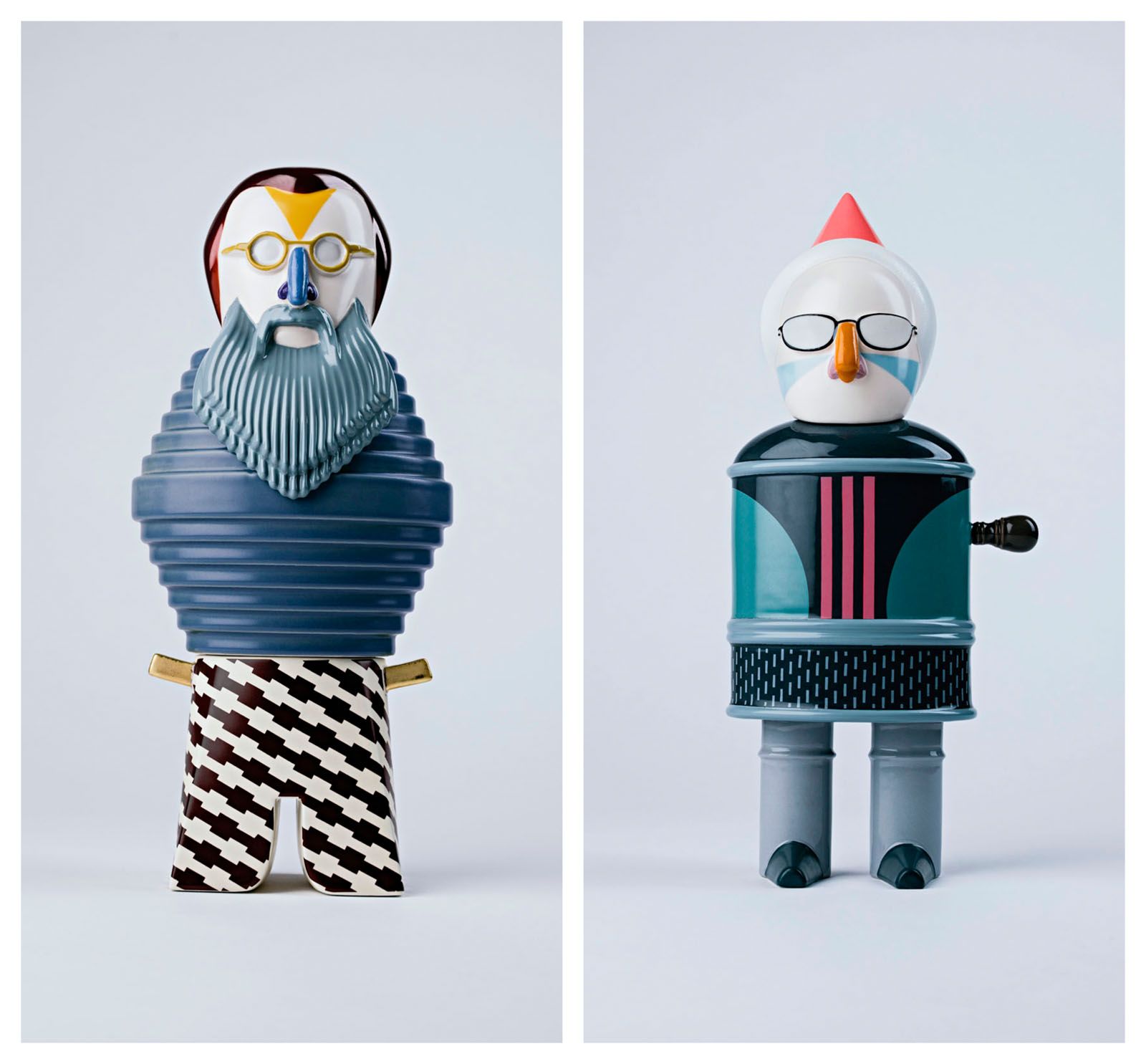 A pair of ceramic figurines from the Most Illustrious collection designed by Elena Salmistraro for Bosa